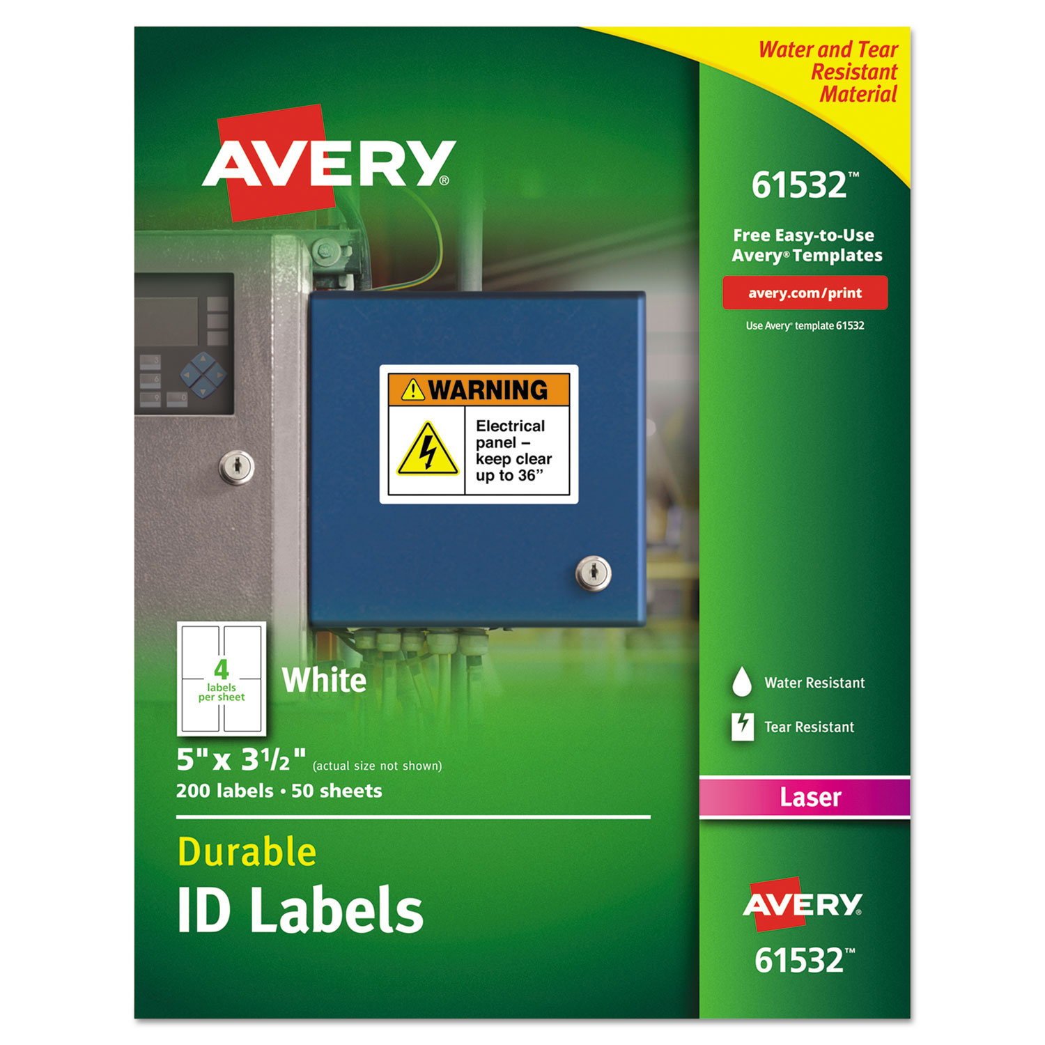 Permanent ID Labels w/TrueBlock Technology, Laser, 3 1/2 x 5, 200/Pack
