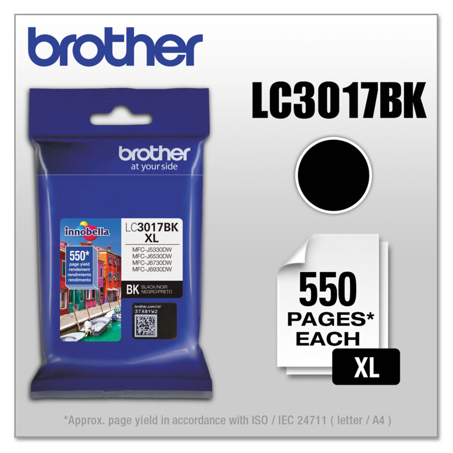 LC3017BK XL High Yield Black Ink Cartridge; Yield: 550 pages