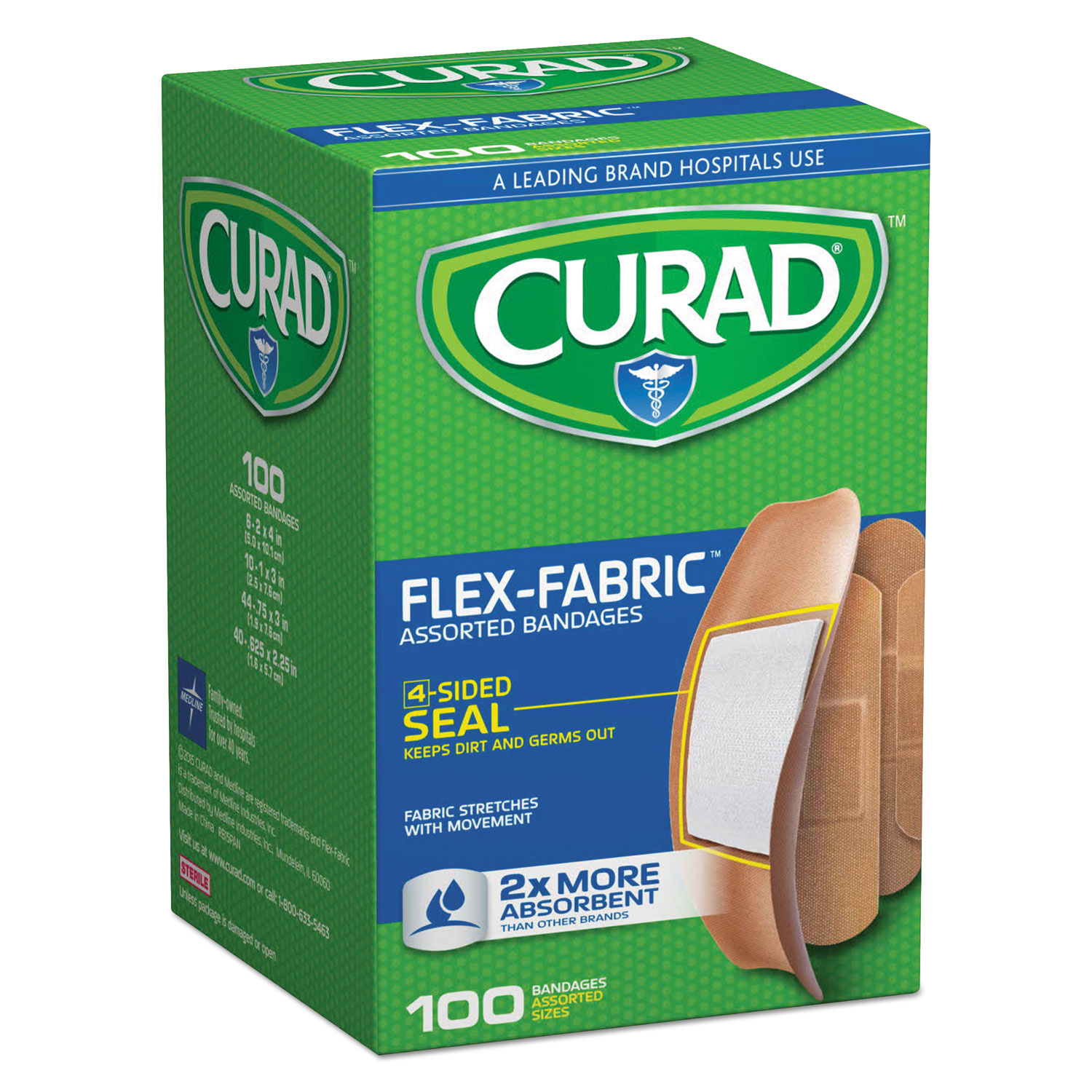 BANDAGES,FLEX FAB,100,AST
