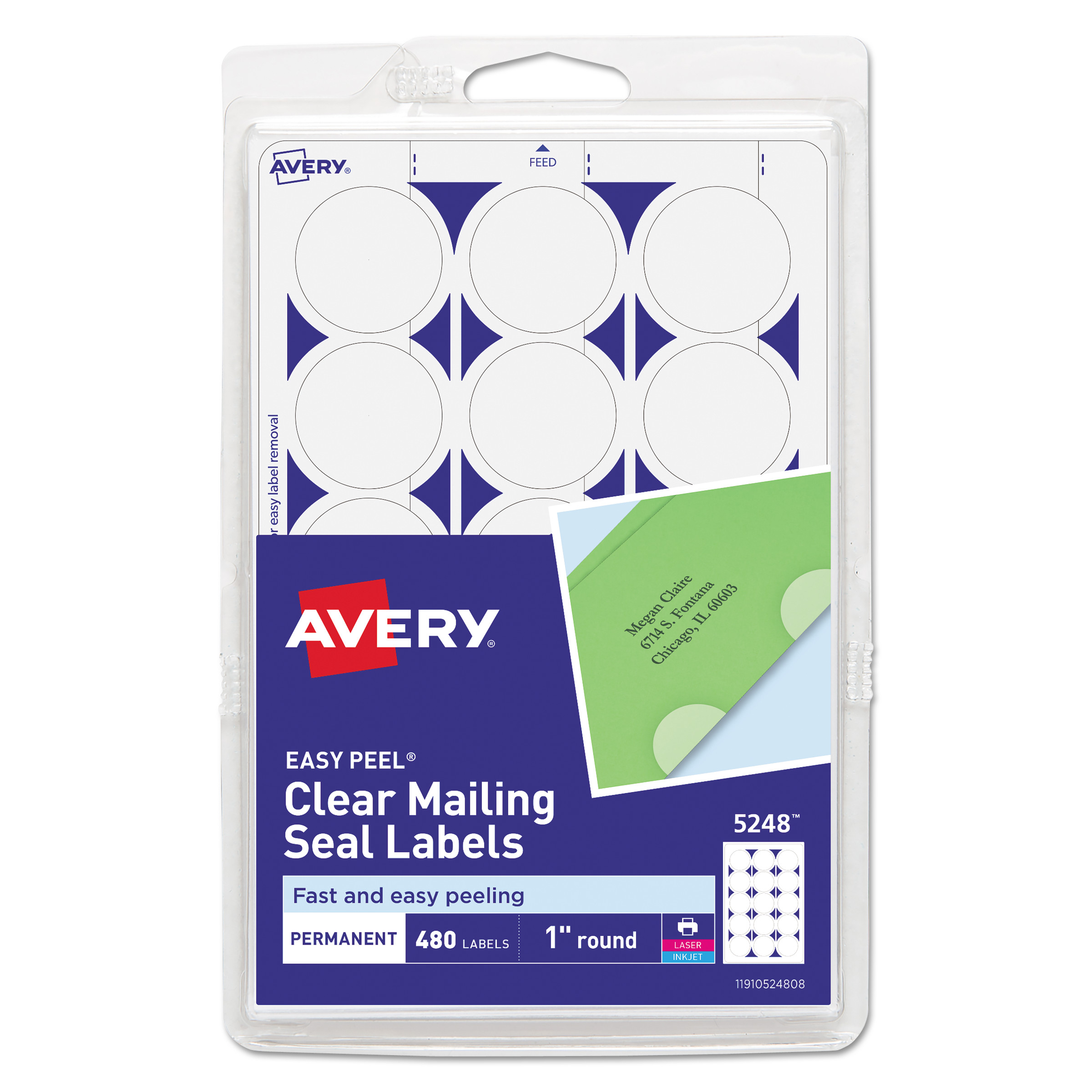 Printable Mailing Seals, 1" dia., Clear, 480/Pack