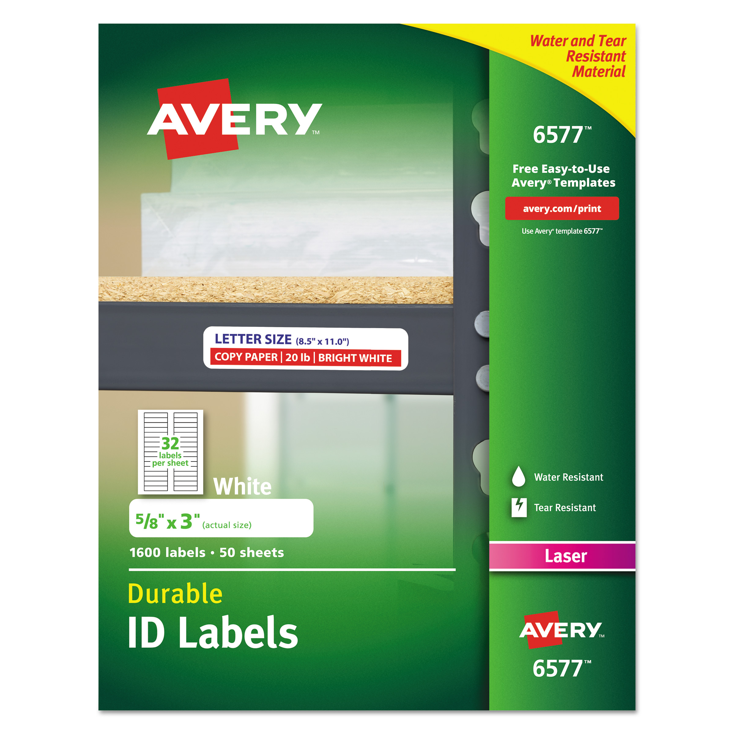 Permanent ID Labels w/TrueBlock Technology, Laser, 5/8 x 3, White, 1600/Pack