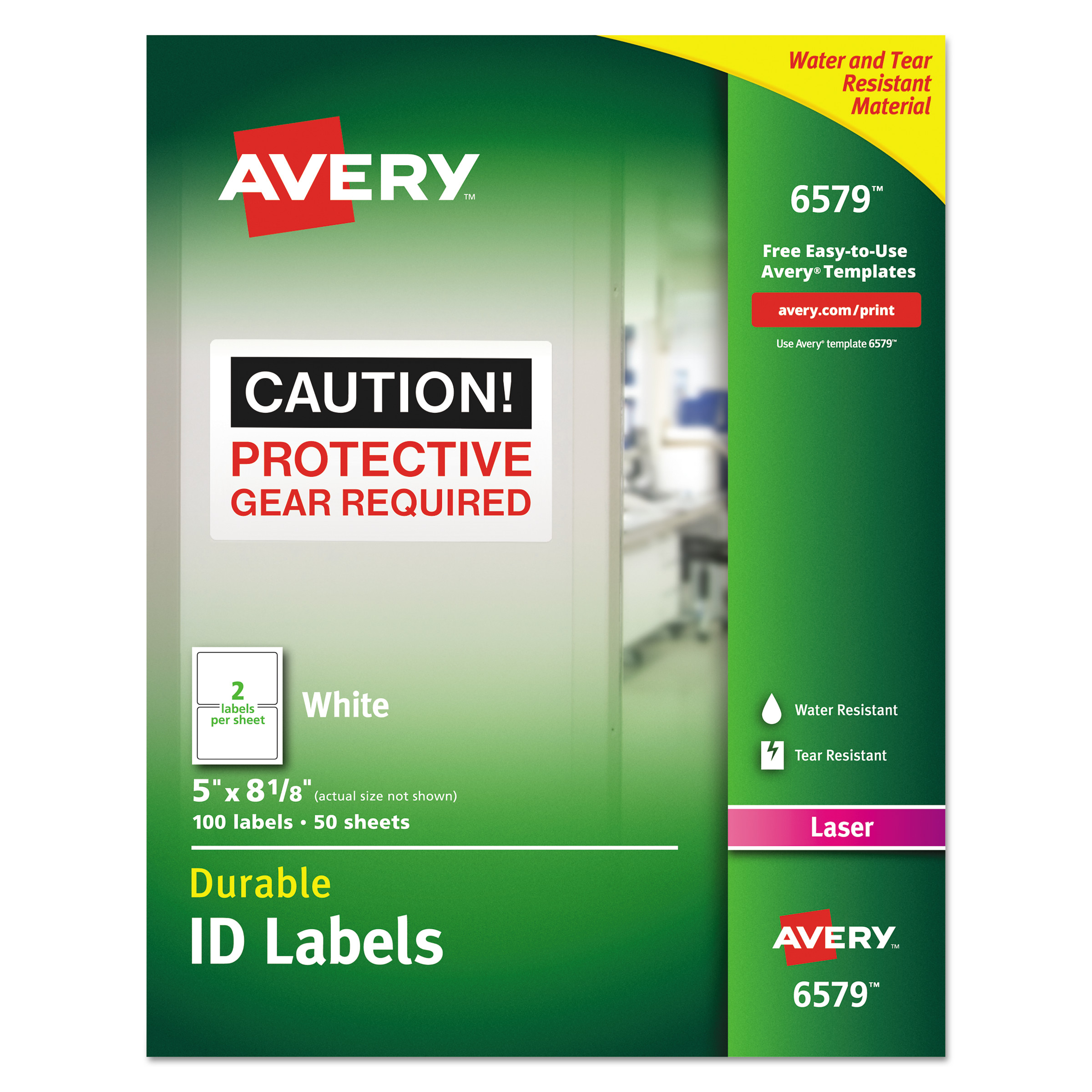 Permanent ID Labels w/TrueBlock Technology, Laser, 5 x 8 1/8, White, 100/Pack
