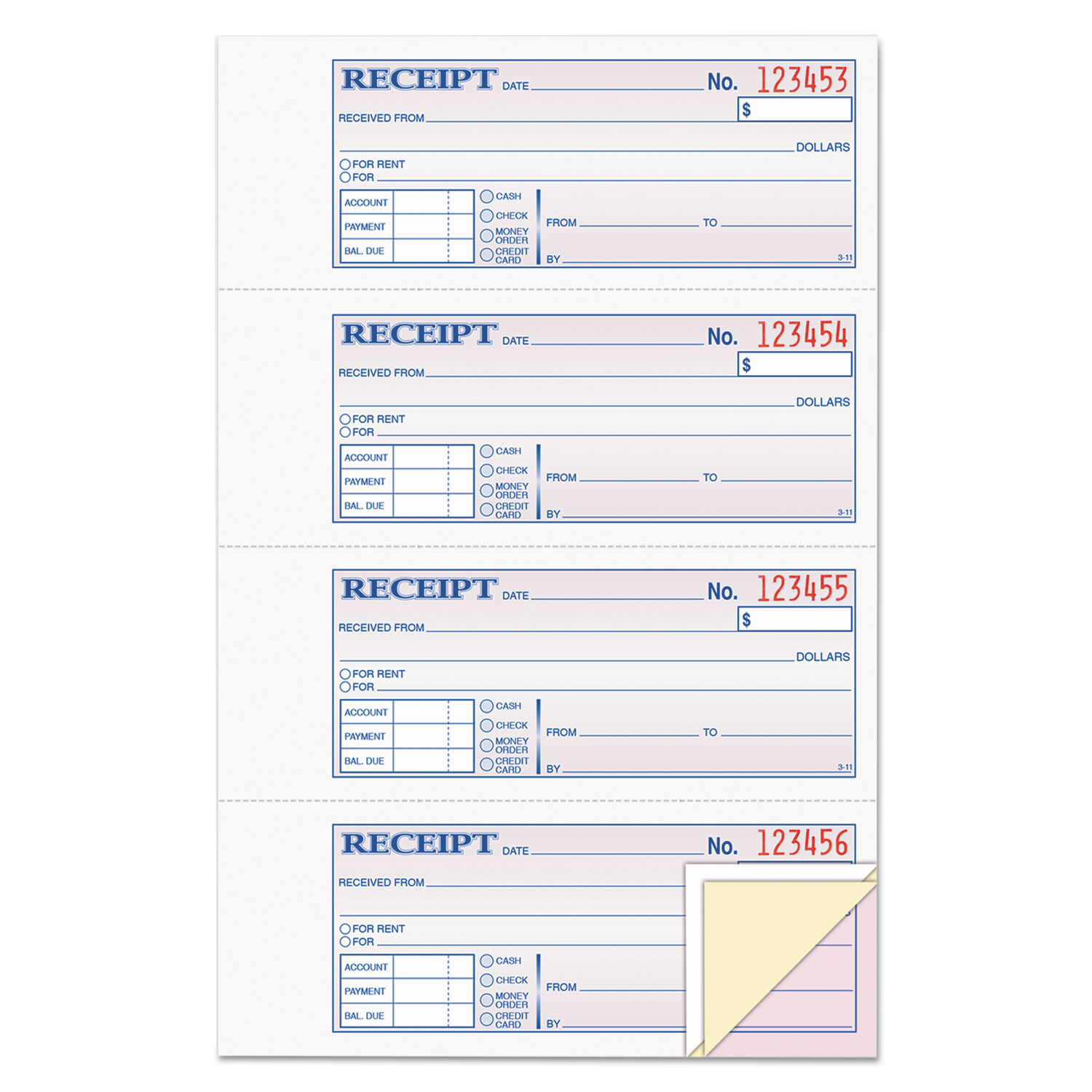 BOOK,MNY/RNT RCPT 3PT 100