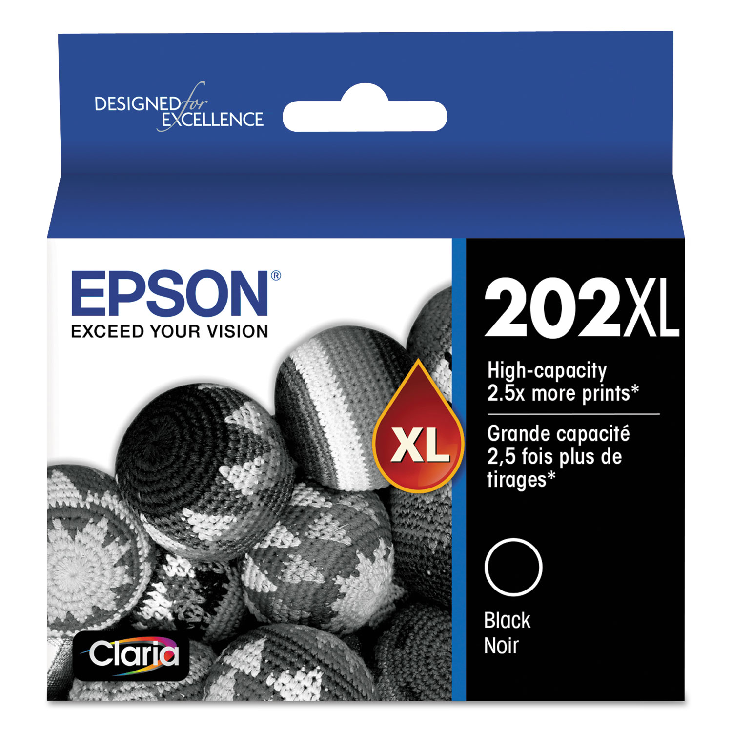 Epson 202XL High Capacity Black Ink Cartridge; Yield: 550 pages