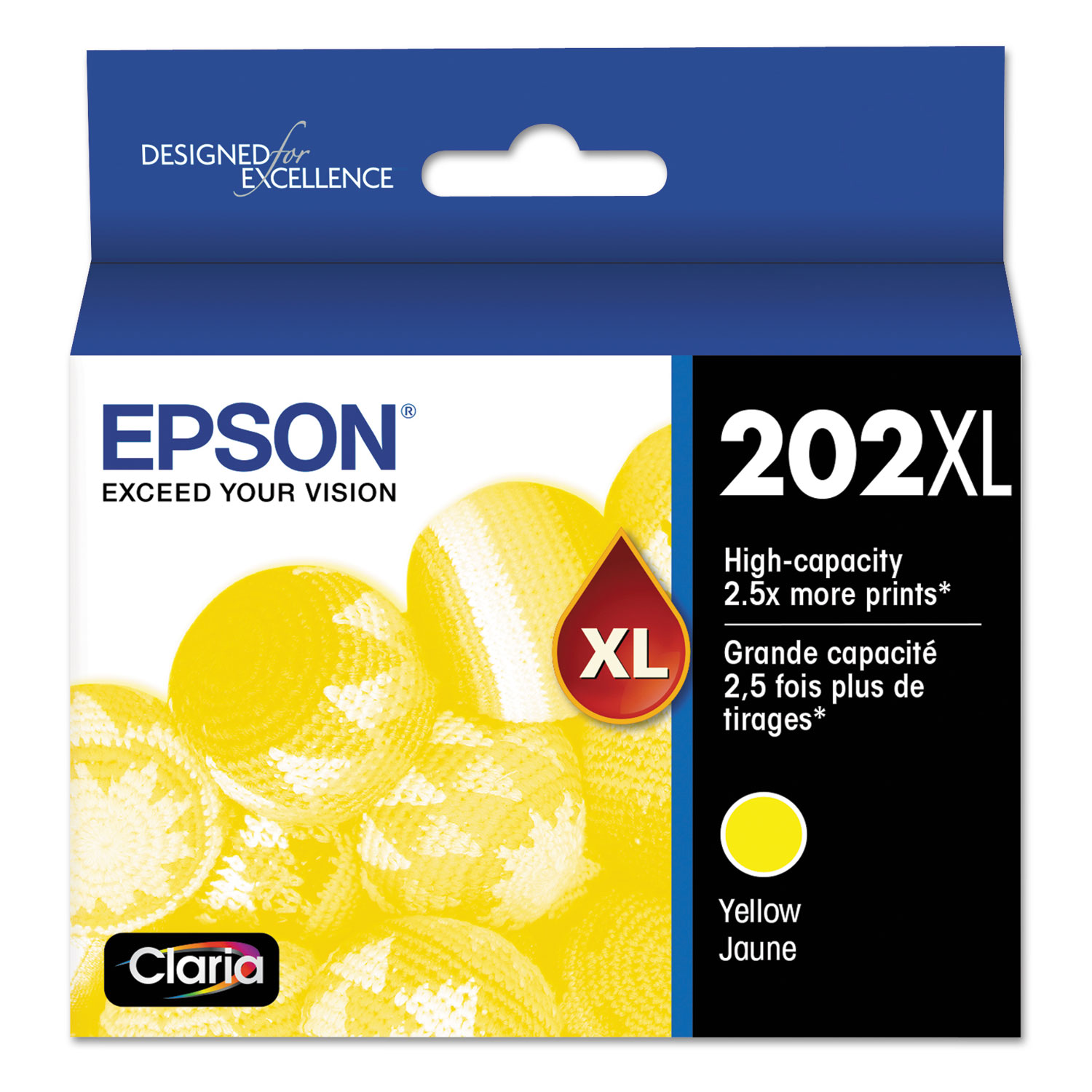 Epson 202XL High Capacity Yellow Ink Cartridge; Yield: 470 pages