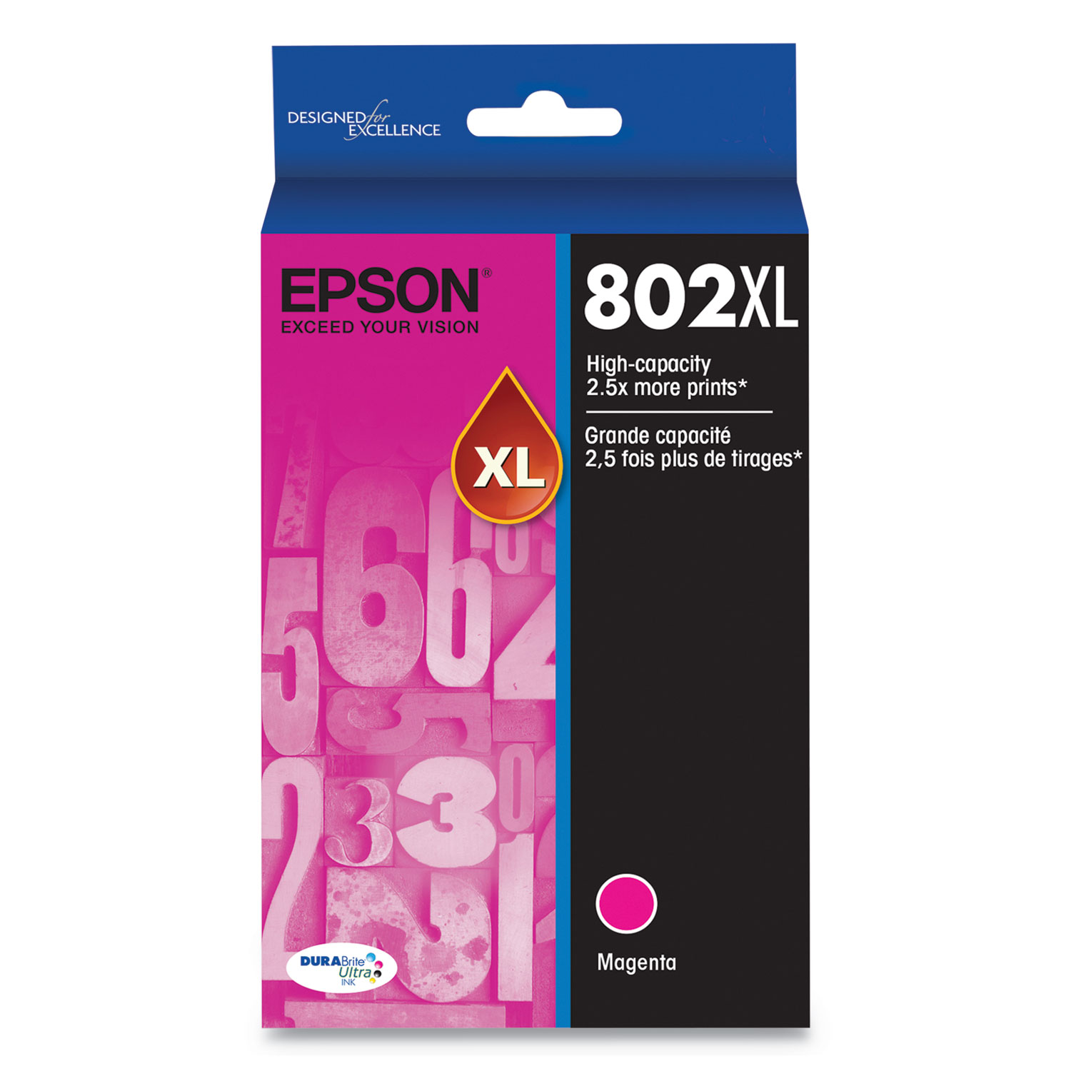 Epson 802XL High Capacity Magenta Ink Cartridge; Yield: 1,900 pages