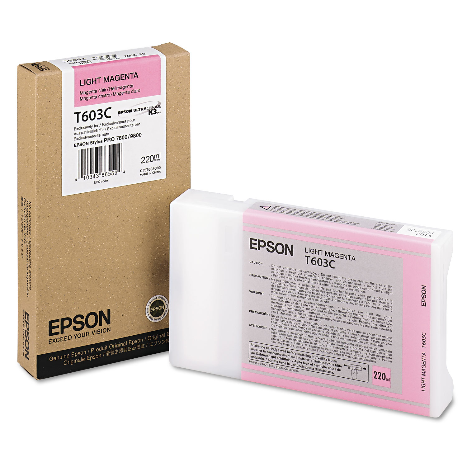 Epson T603C00 220 ml Light Magenta UltraChrome K3 Ink Cartridge