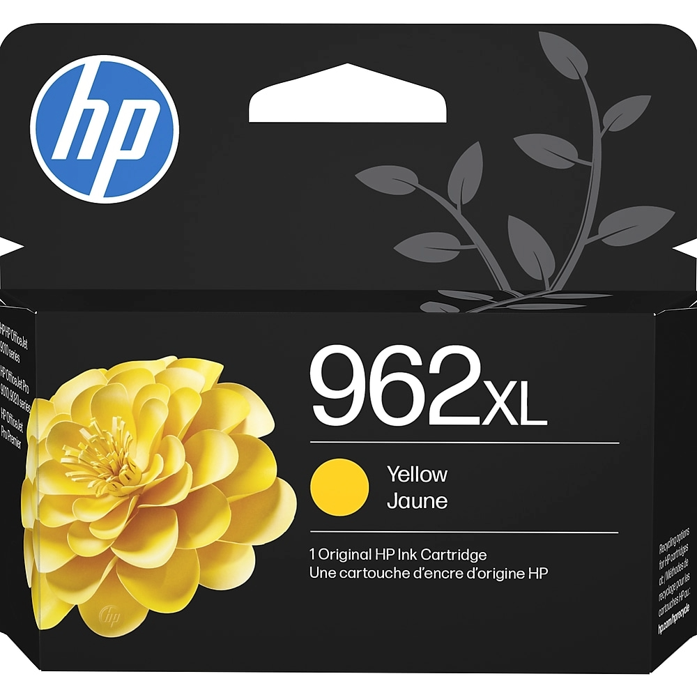 HP 962XL High Yield Yellow Ink Cartridge; Yield: 1,600 pages