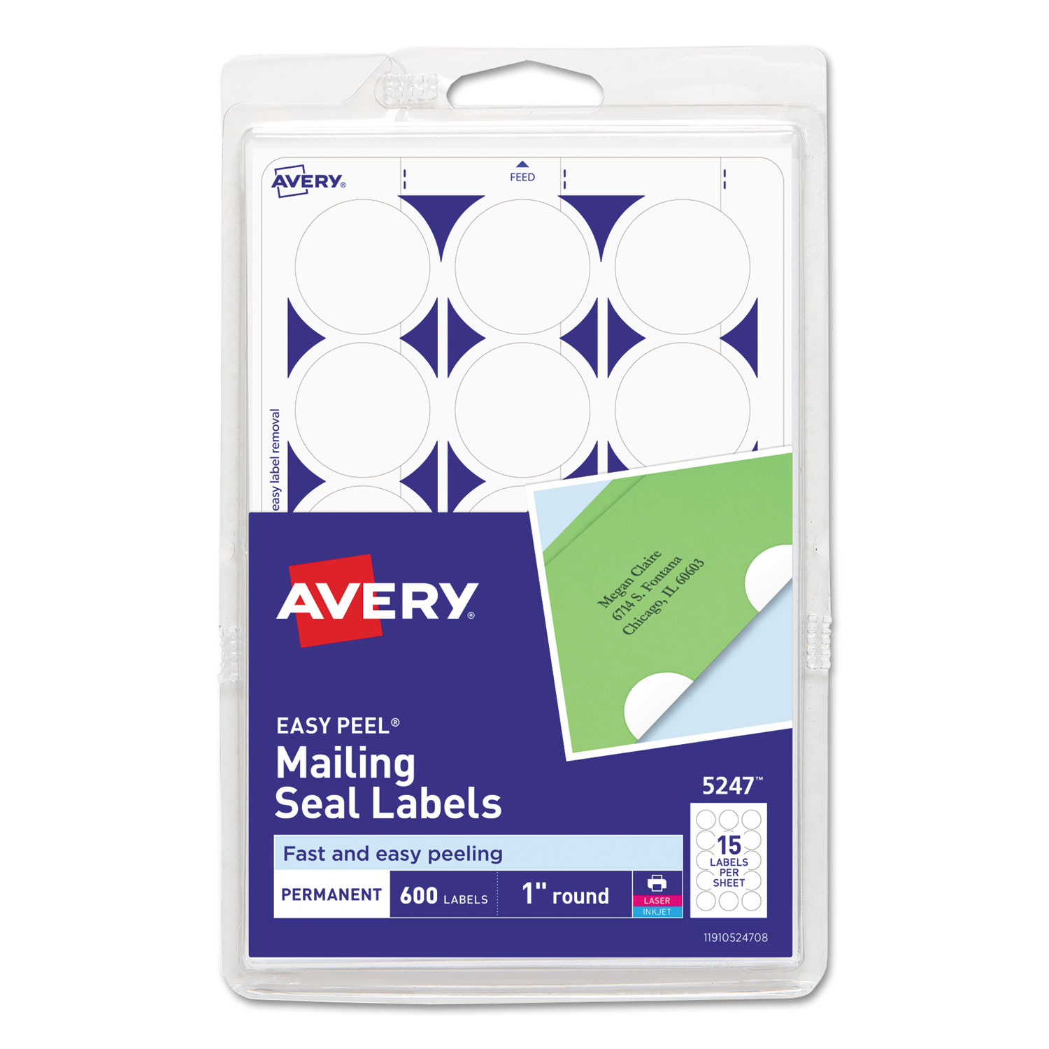 Printable Mailing Seals, 1" dia., White, 600/Pack