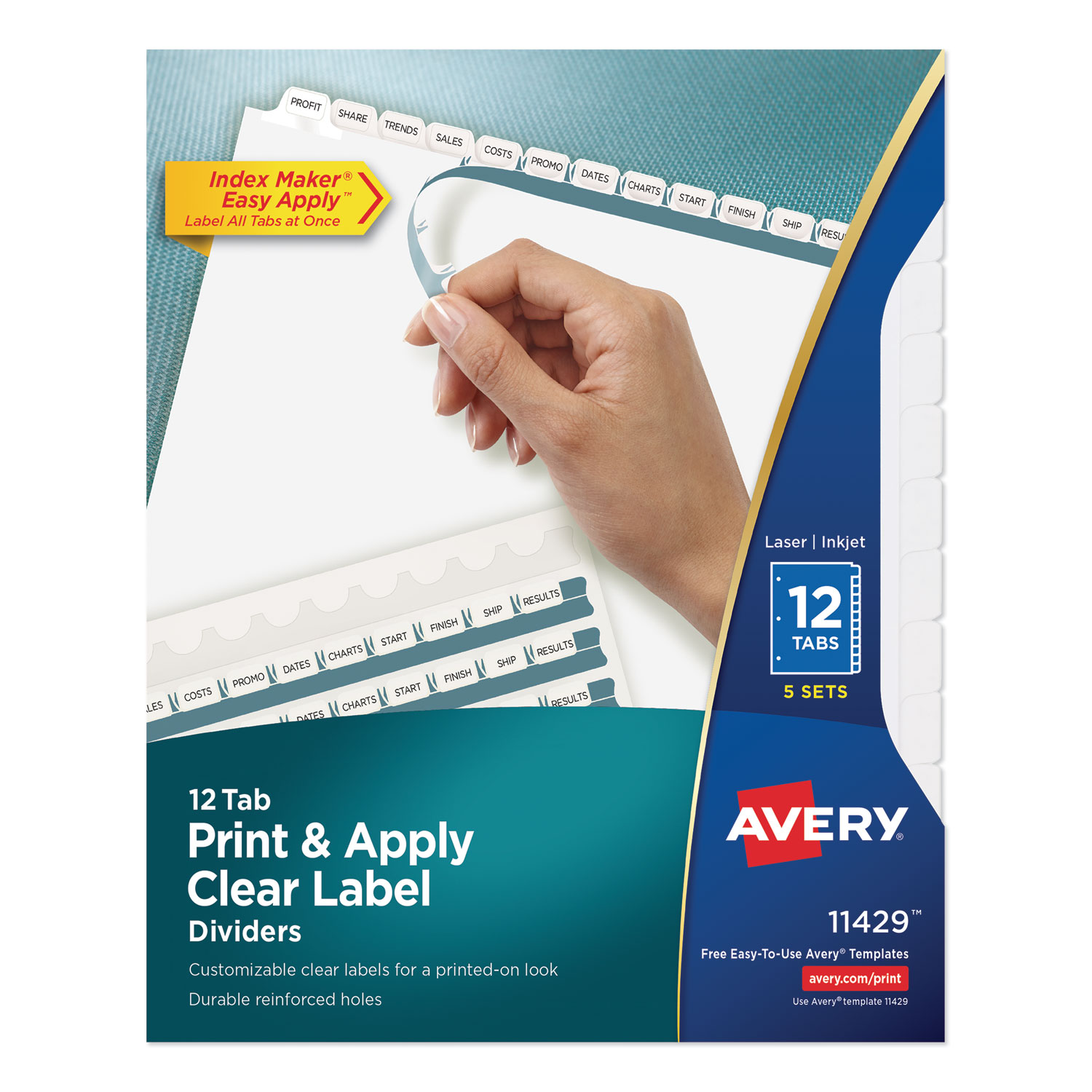 DIVIDER,IM 12 TAB 5ST,WHT