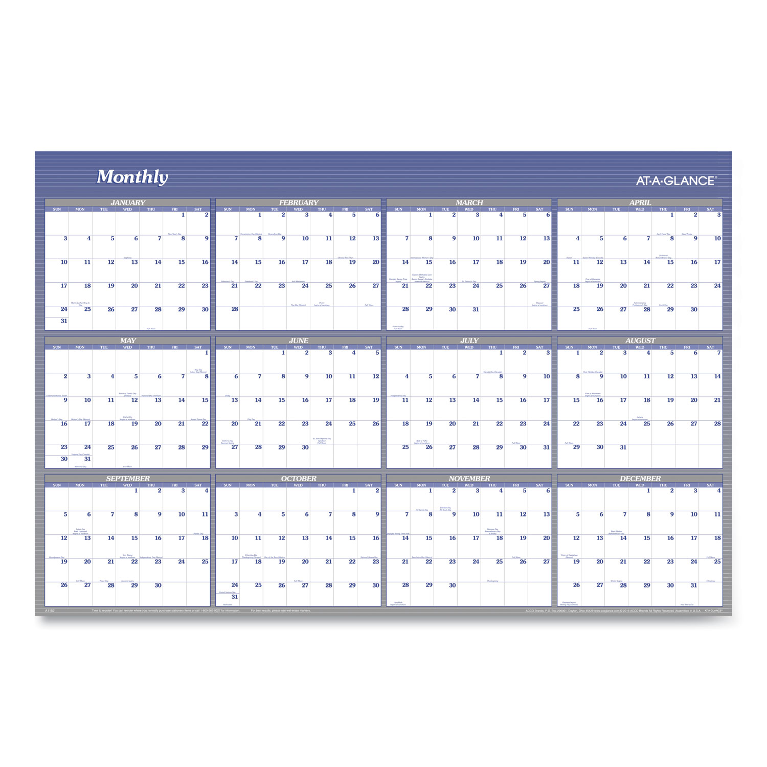 CALENDAR,2SIDED,ERASABLE