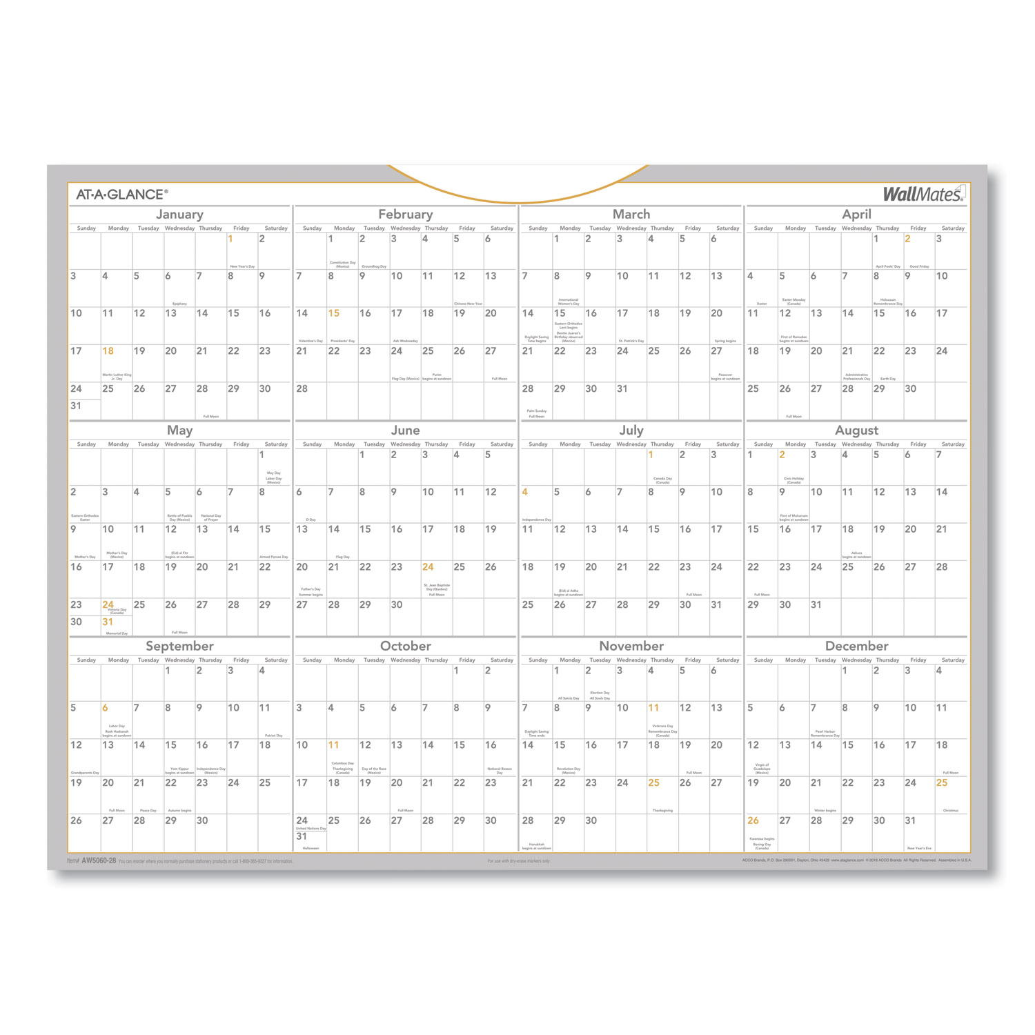 CALENDAR,WALL,DRI ERSE,WH