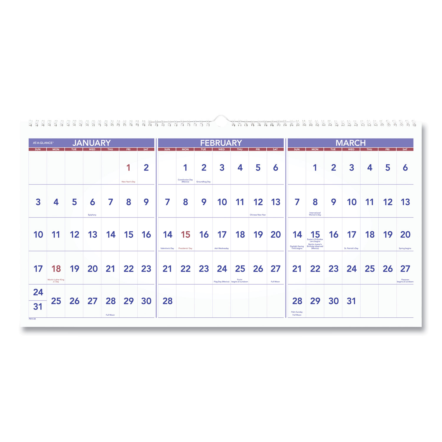 CALENDAR,WALL,HRZNTL,3MTH