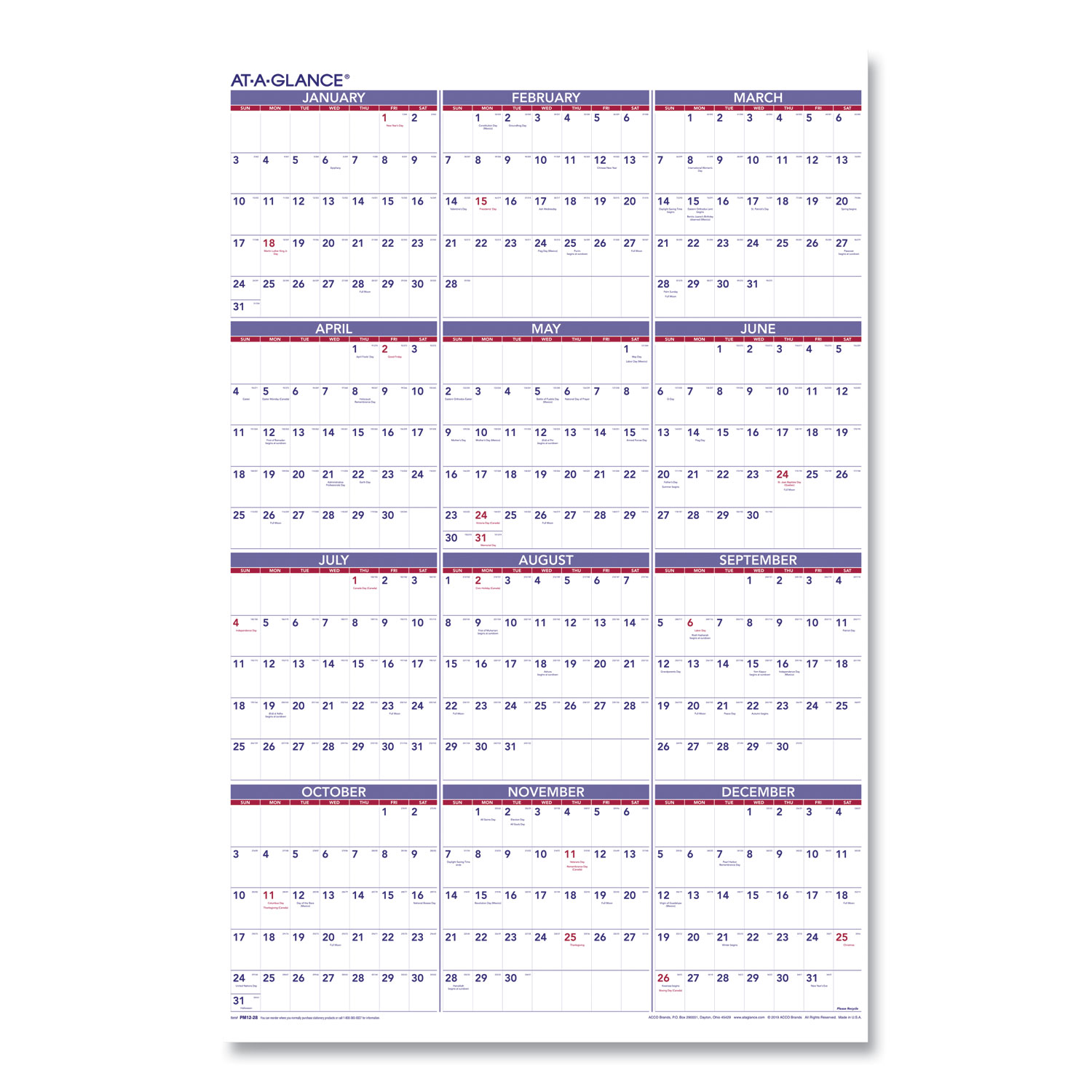 CALENDAR,WALL,YEARLY