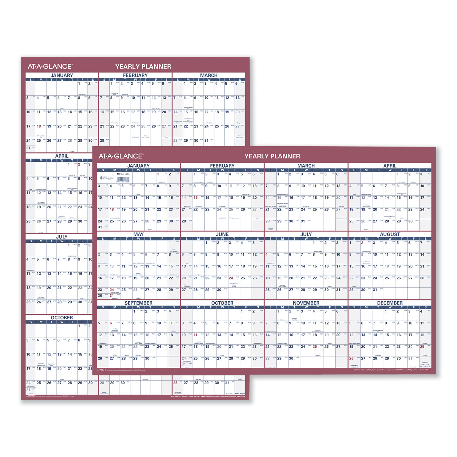 CALENDAR,WALL,2/CLR YR