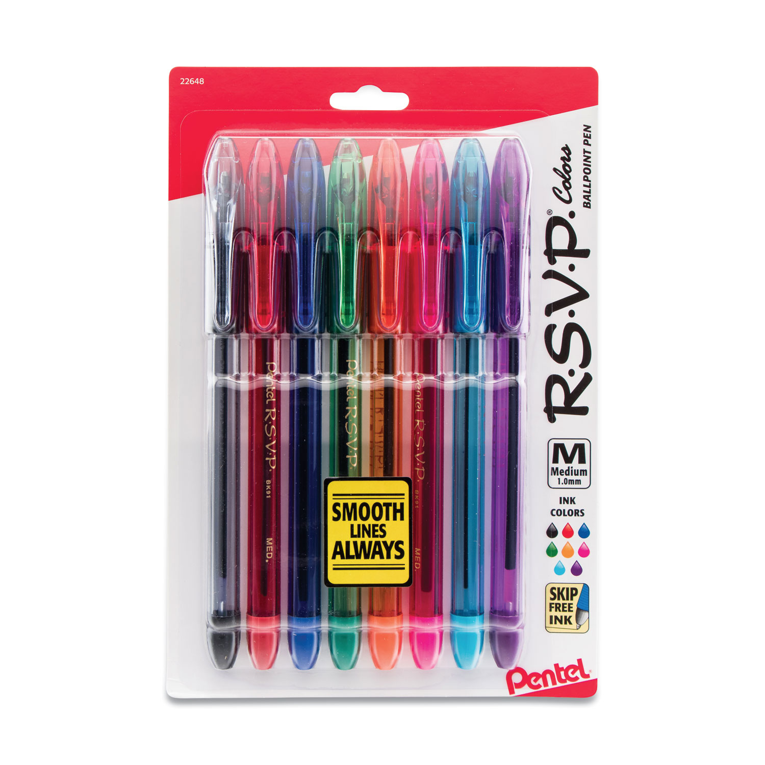 PEN,BALL PT,MED,8/ST,AST