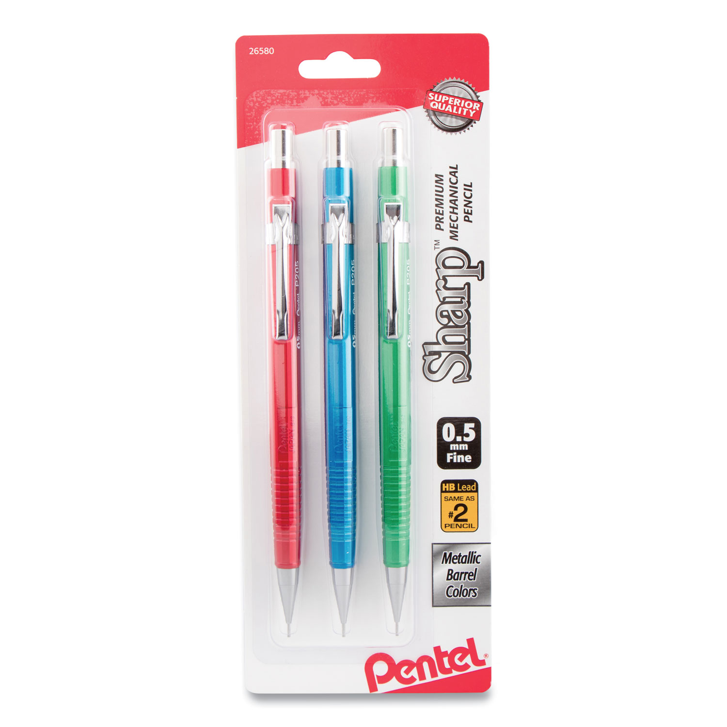 PENCIL,MECH,0.5,3PK,AST