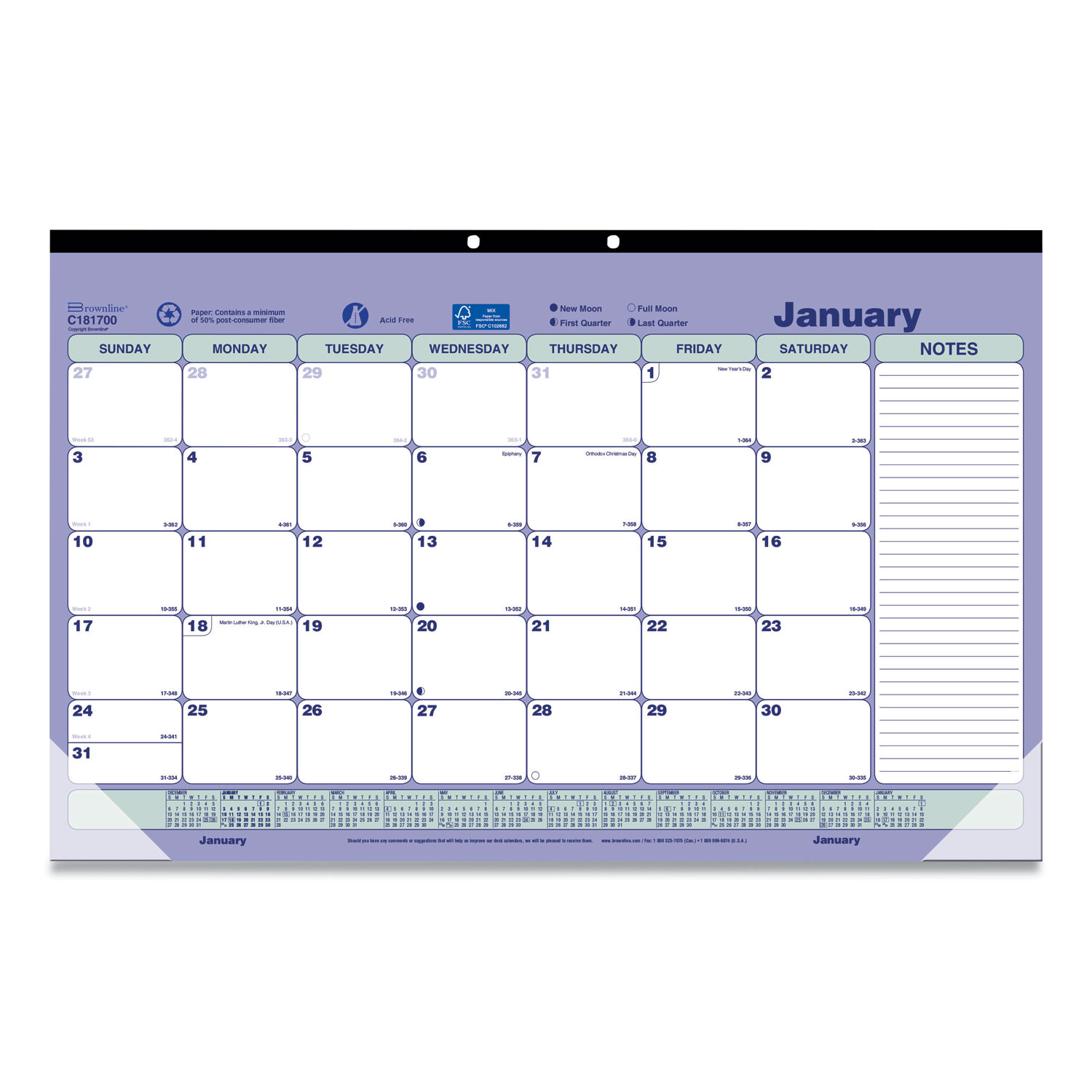 DESK PAD,BWNLNE,MNTHLY