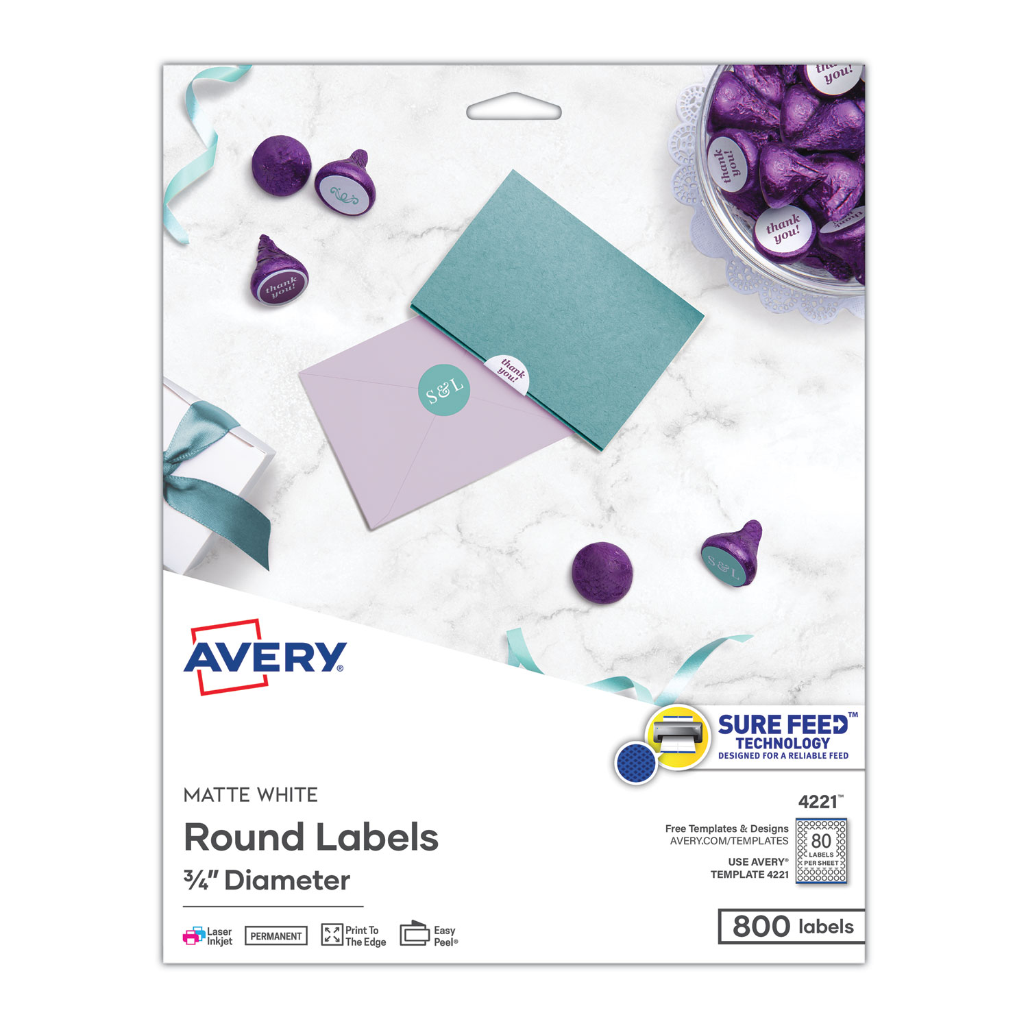 Printable Self-Adhesive Permanent 3/4" Round ID Labels, 3/4" dia., White 800/Pk