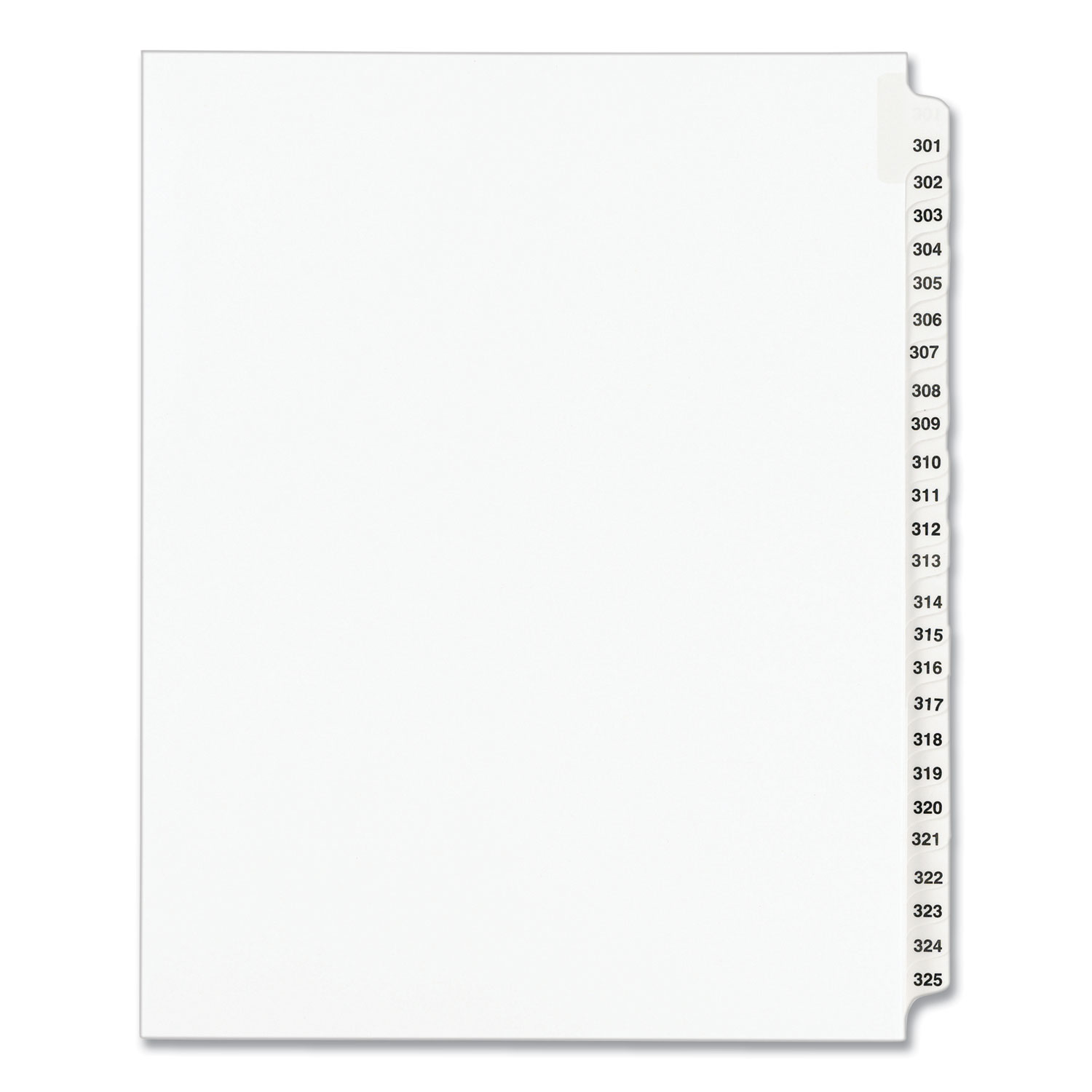 INDEX,LTR,#301-325,25,WHT