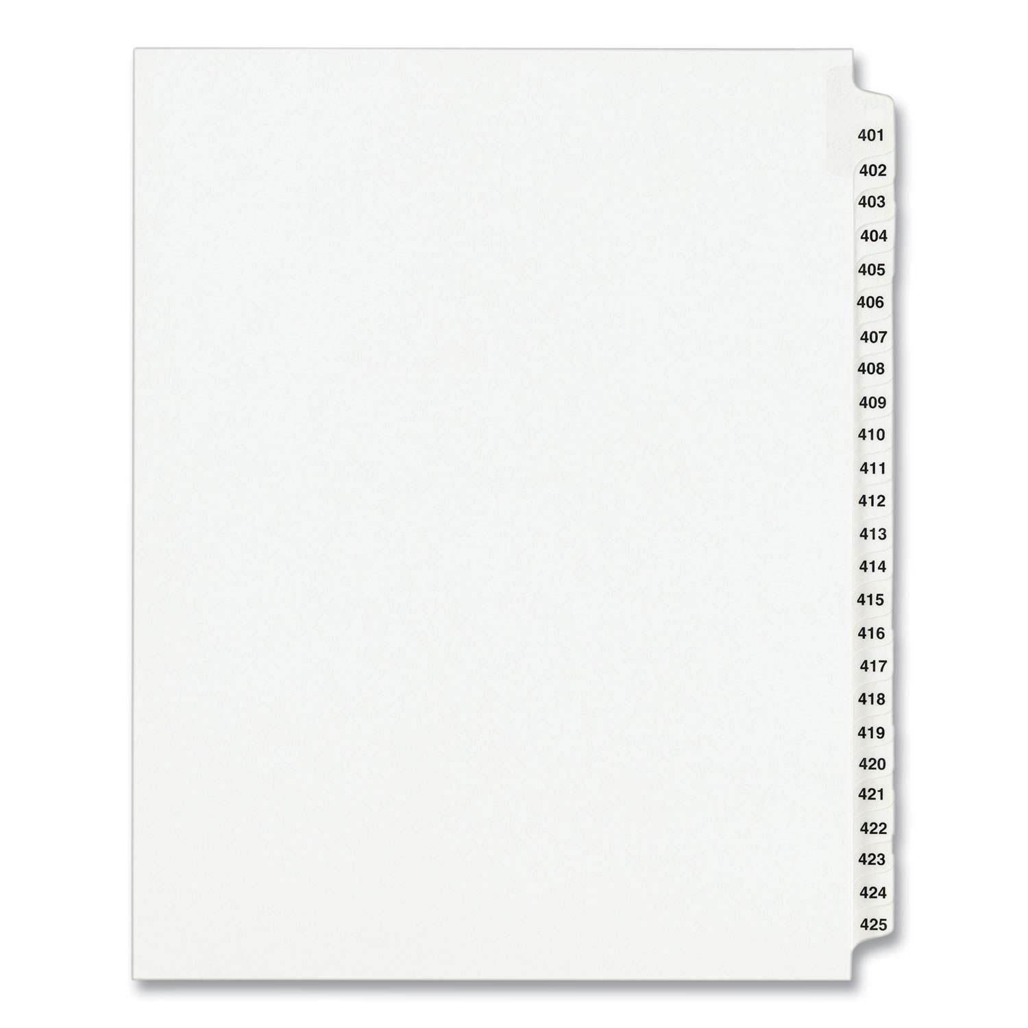 INDEX,LTR,#401-425,25,WHT