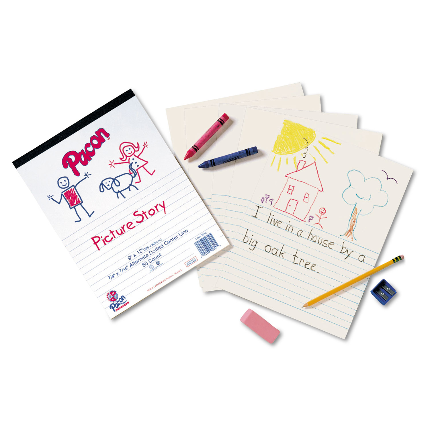 Multi-Program Picture Story Paper, 16 lb, 5/8\" Long Rule, One-Sided, 9 x 12, 500/Pack