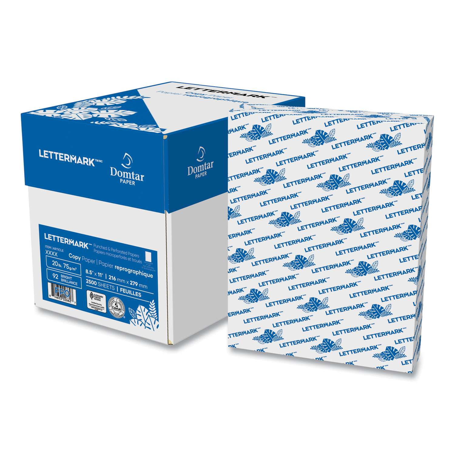 Custom Cut-Sheet Copy Paper, 20 lb, 8 1/2 x 11, White, 7-Hole, 500 sheets/RM