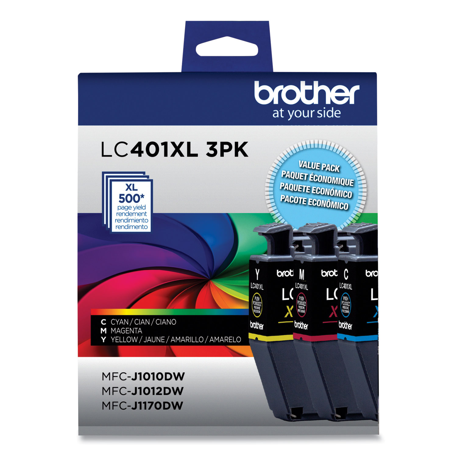 LC401XL High Yield  Cyan/Magenta/Yellow Ink Cartridge 3-Pack; Yield 500 pages x 3