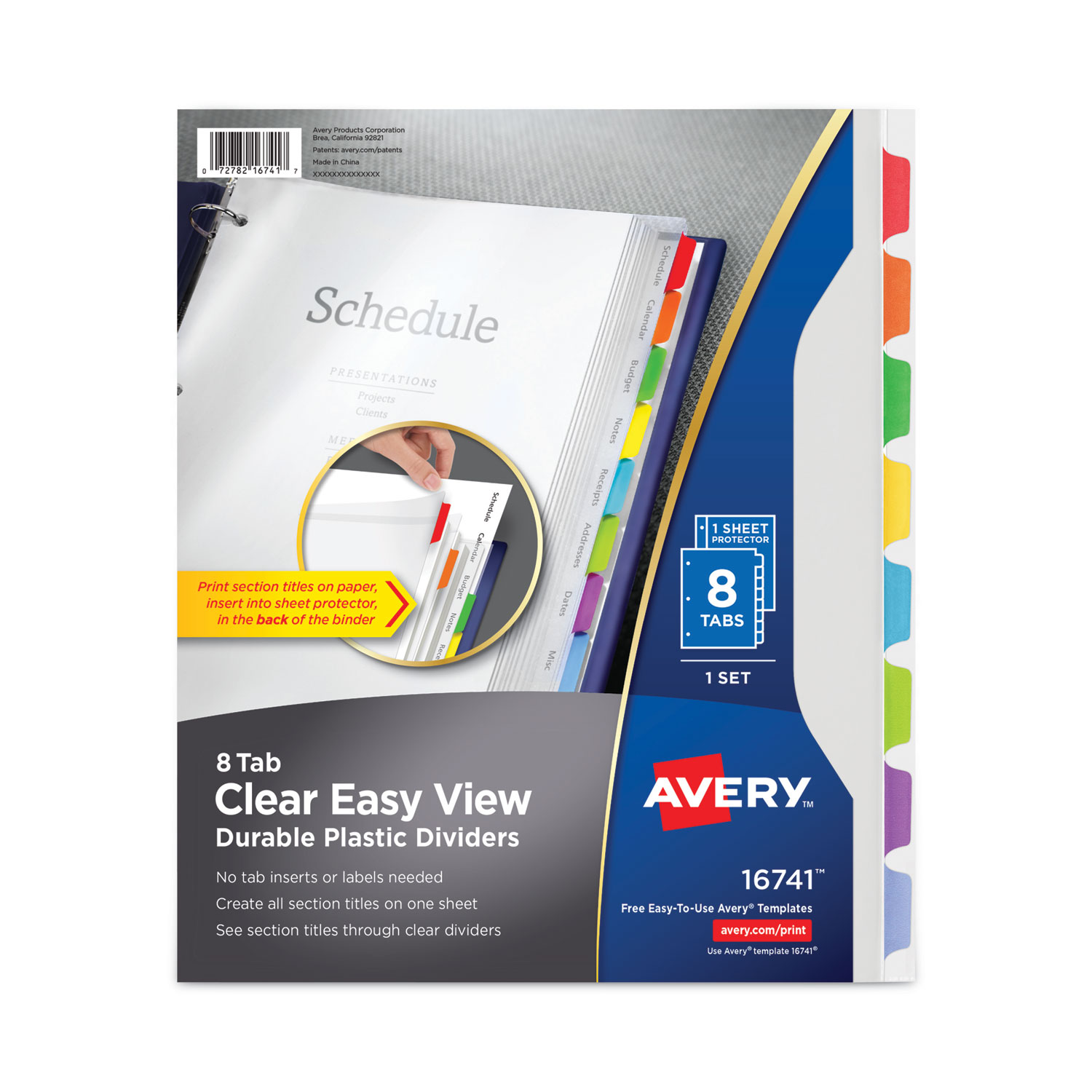 DIVIDER,PLSTC,8TAB/ST,AST