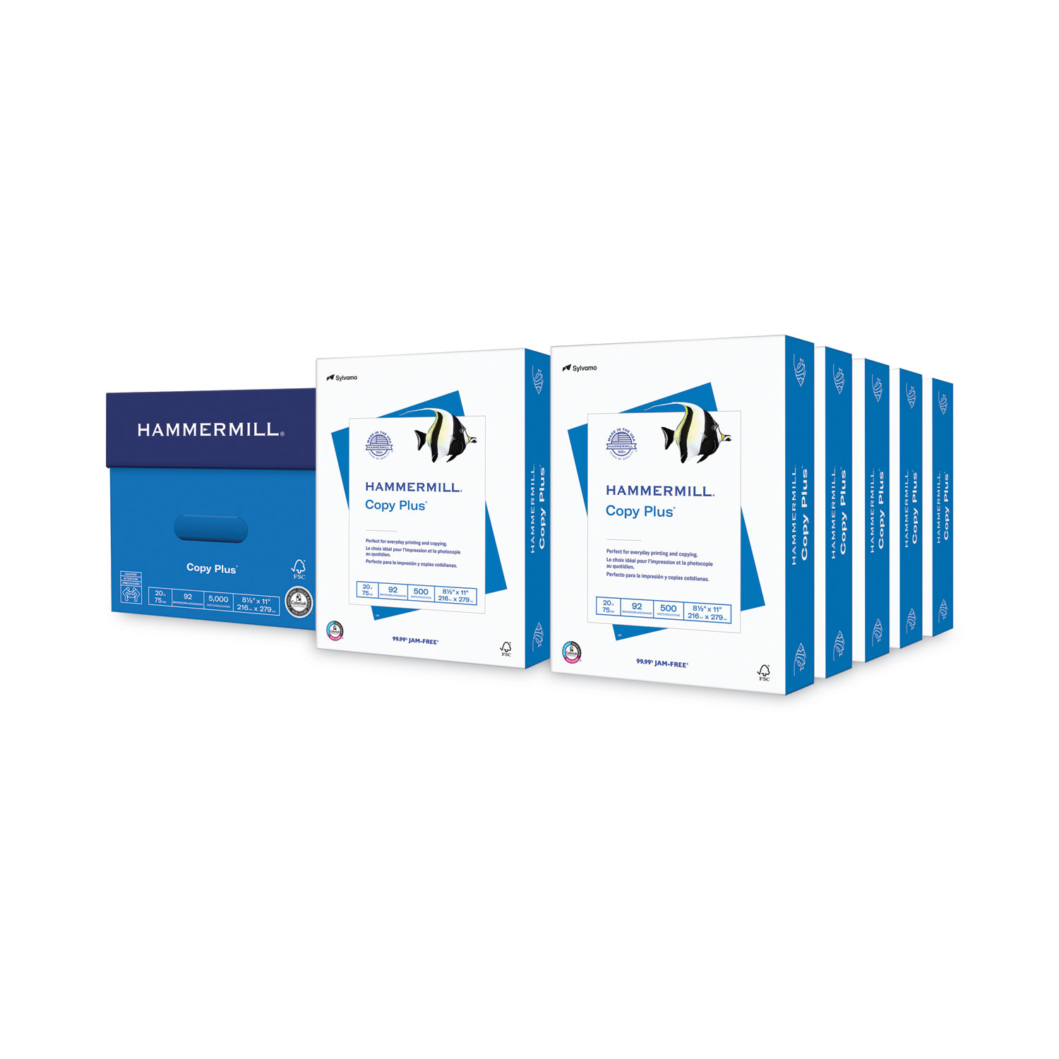 Copy Plus Copy Paper, 92 Brightness, 20lb, 8-1/2 x 11, White, 5000 Sheets/Carton