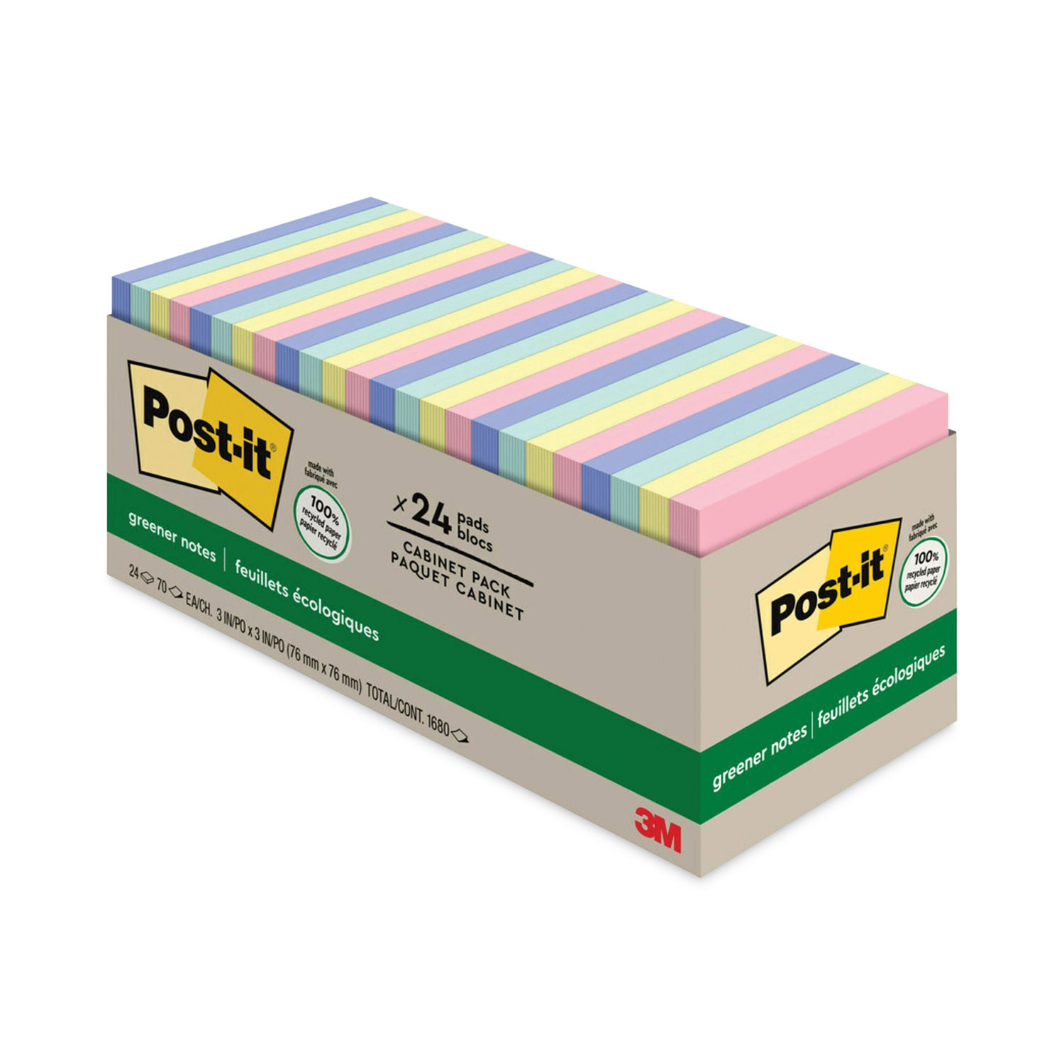 NOTE,PD,RECY,3X3,24PK,AST