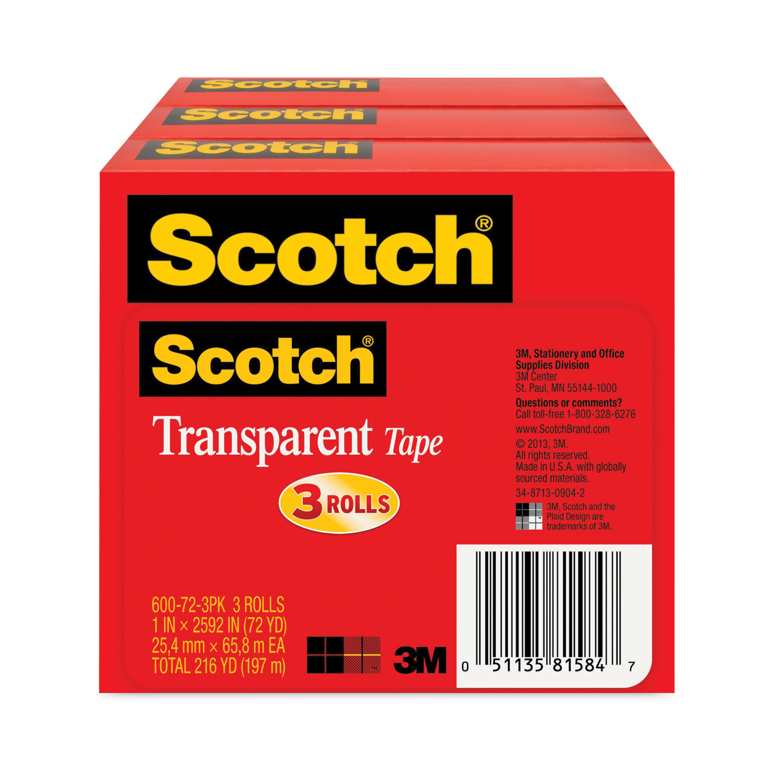 TAPE,1"X2592",3/PK,CR