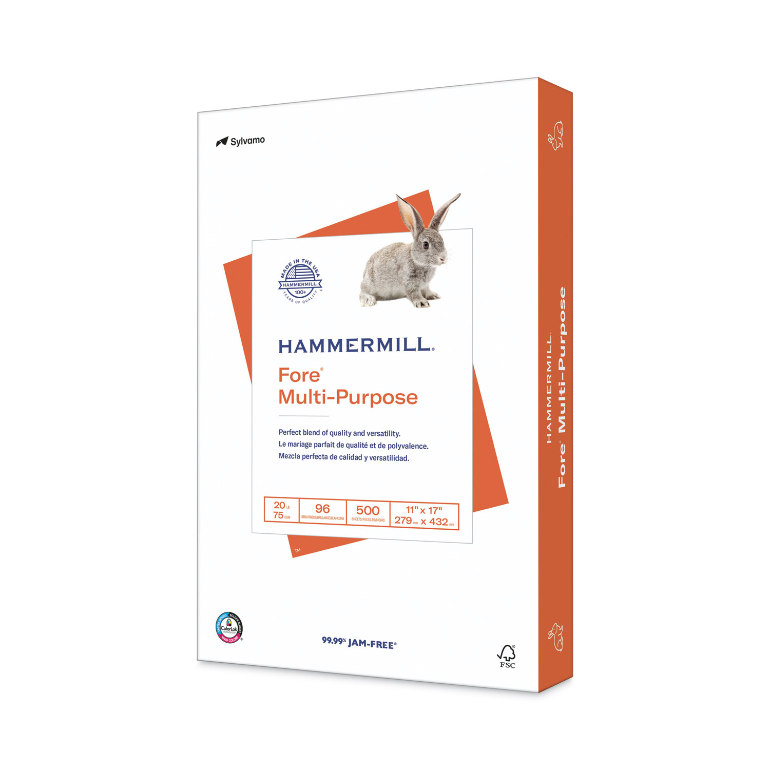 Fore MP Multipurpose Paper, 96 Brightness, 20lb, 11 x 17, White, 500/Ream