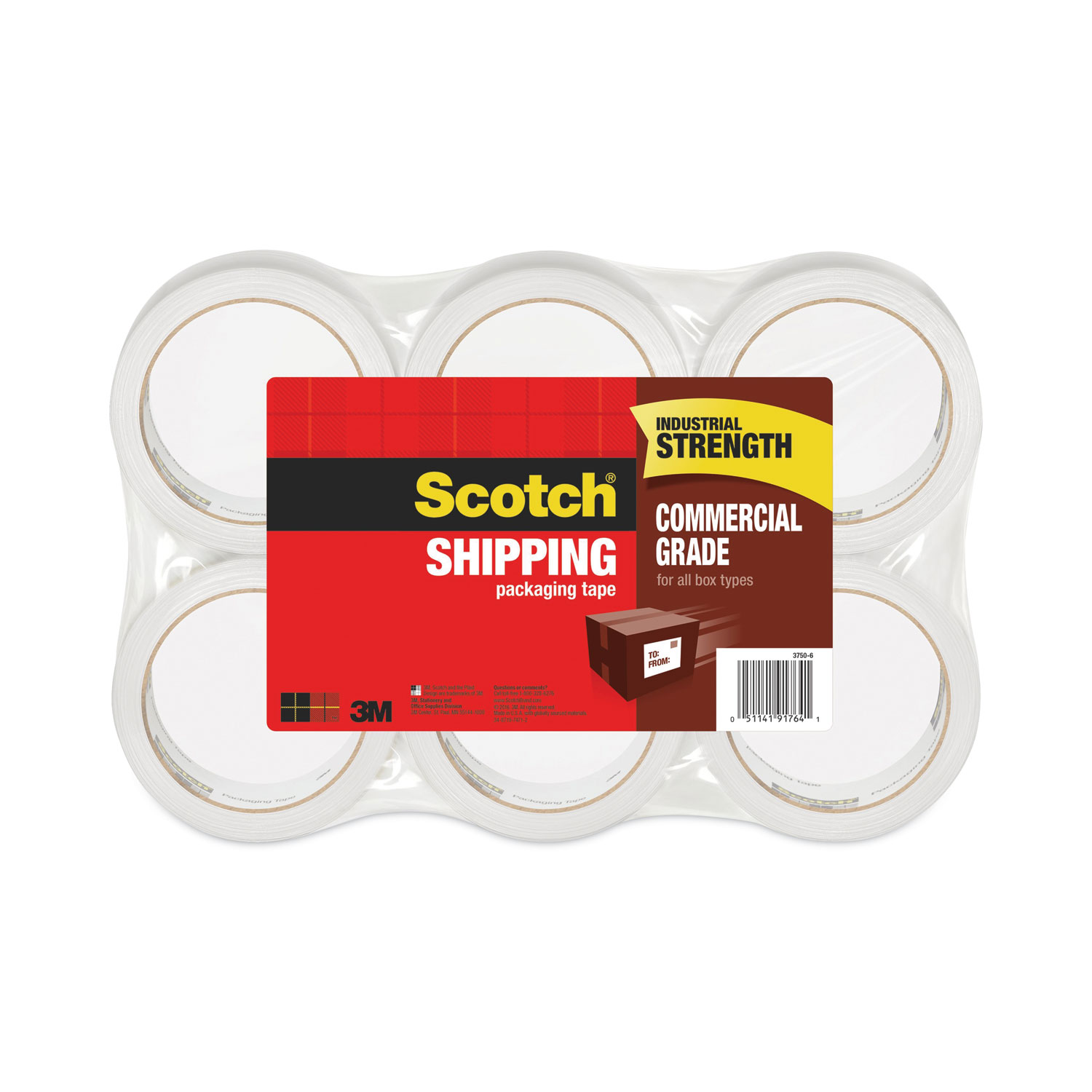 TAPE,SHIPPING,6/PK,CLR