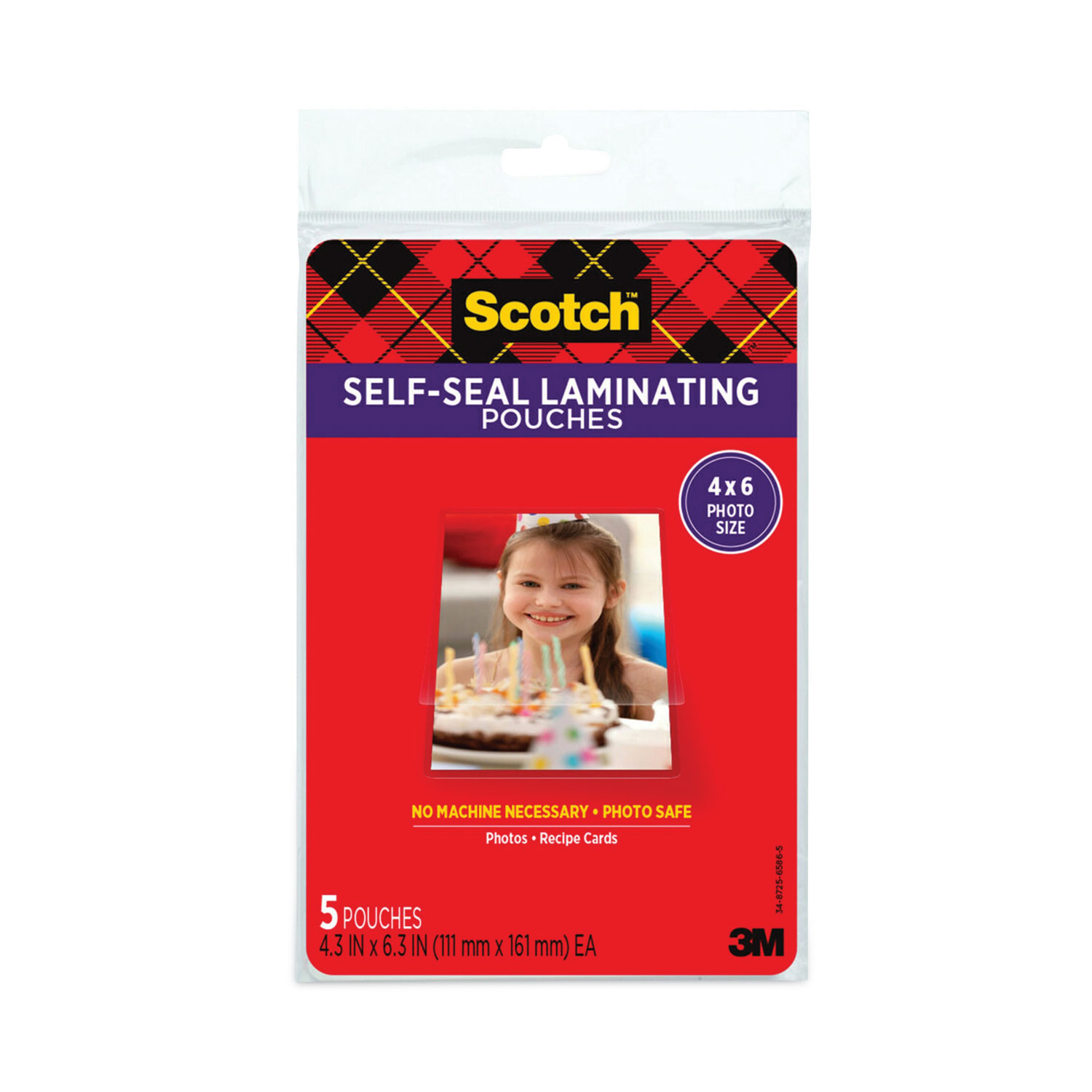 POUCH,LAM,4X6,GLOSSY,5PK