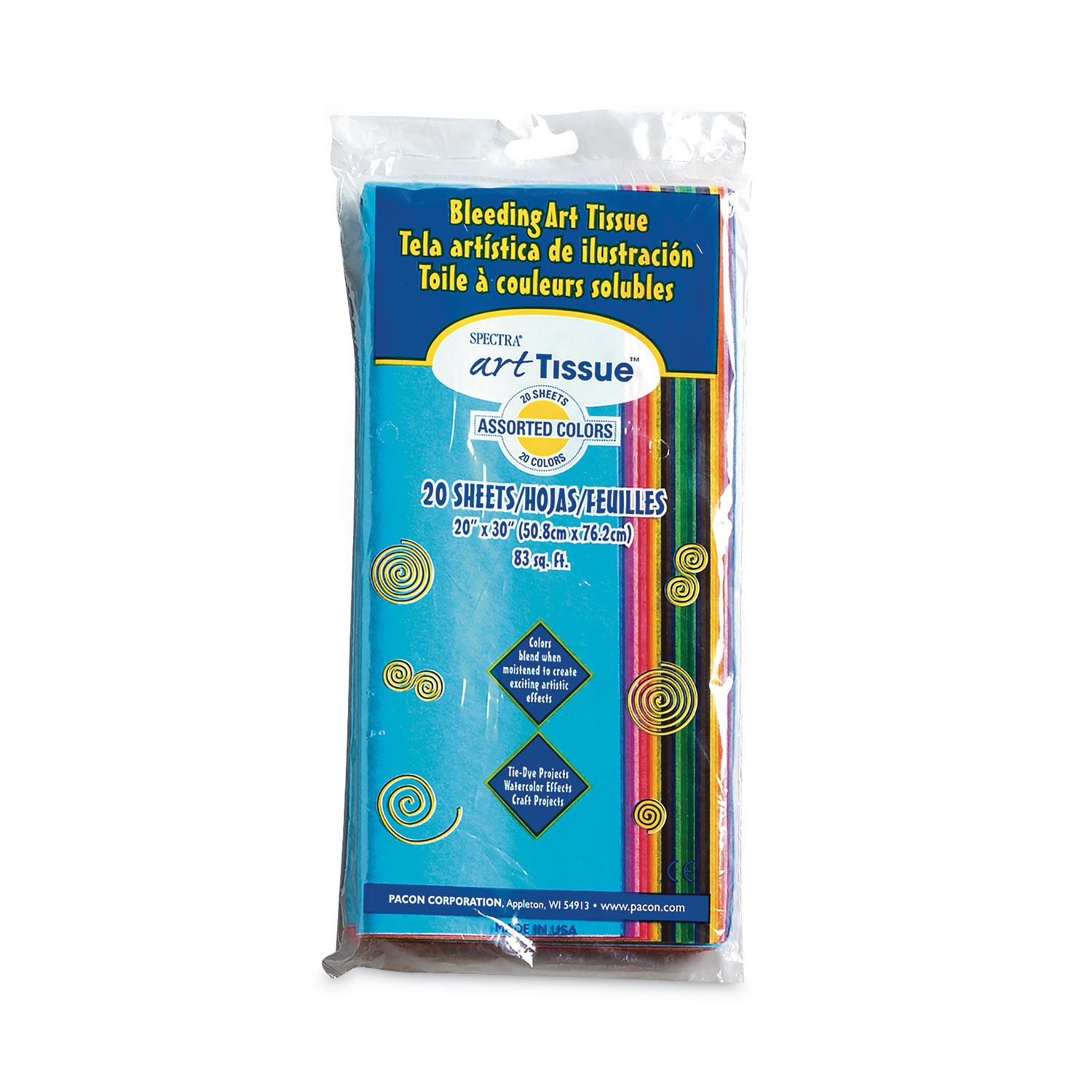 Spectra Art Tissue, 10lb, 20 x 30, Assorted, 20/Pack