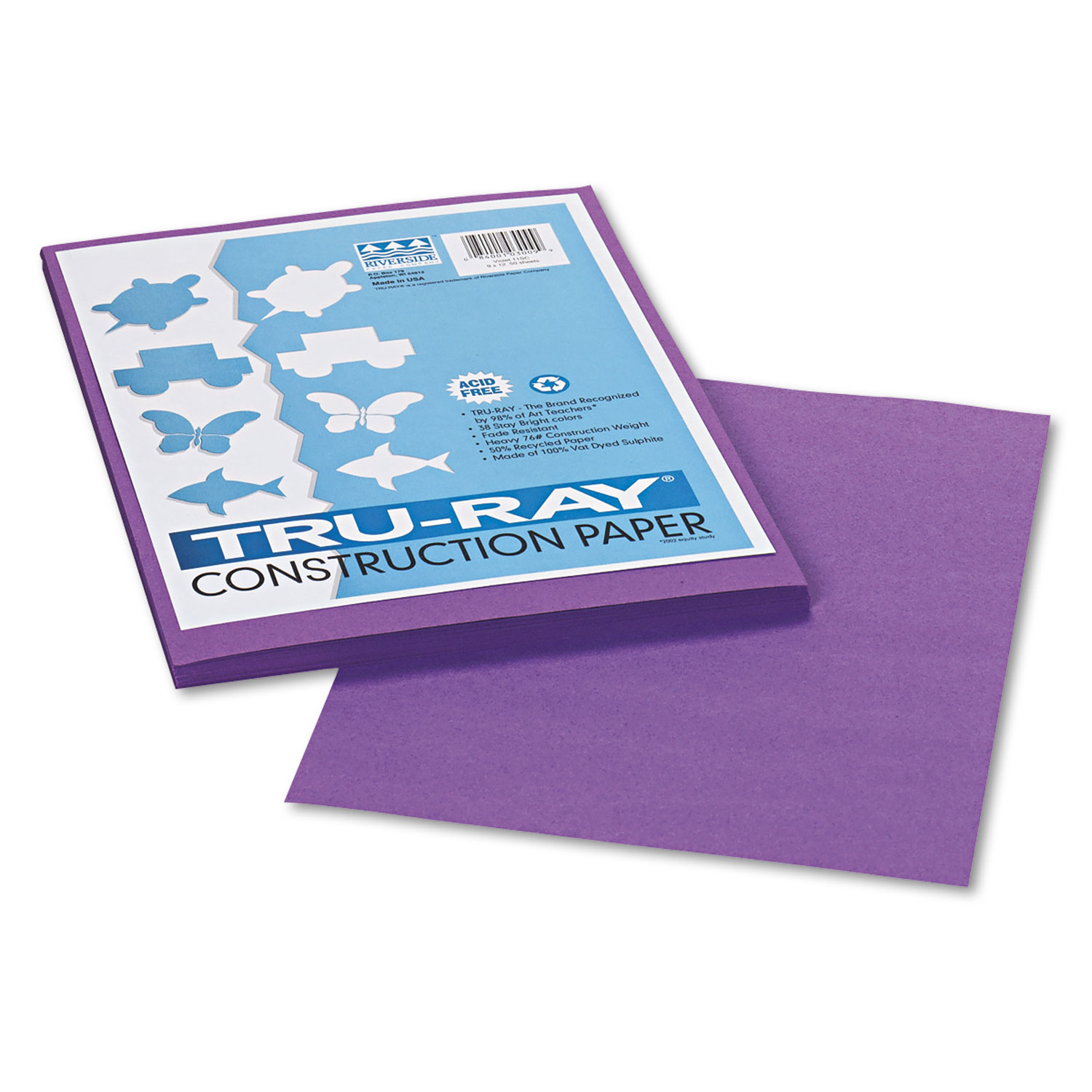 Tru-Ray Construction Paper, 76lb, 9 x 12, Violet, 50/Pack
