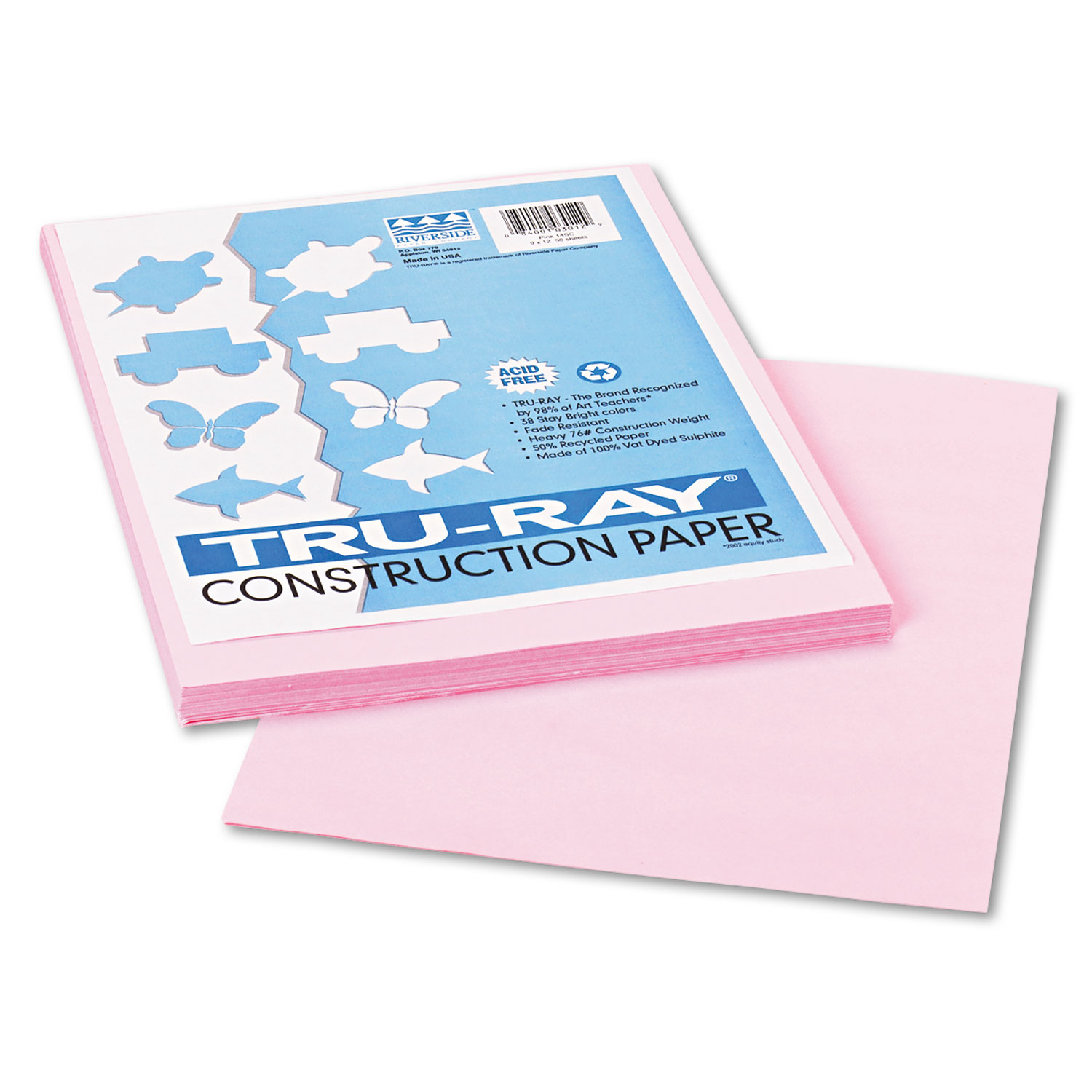 Tru-Ray Construction Paper, 76lb, 9 x 12, Pink, 50/Pack