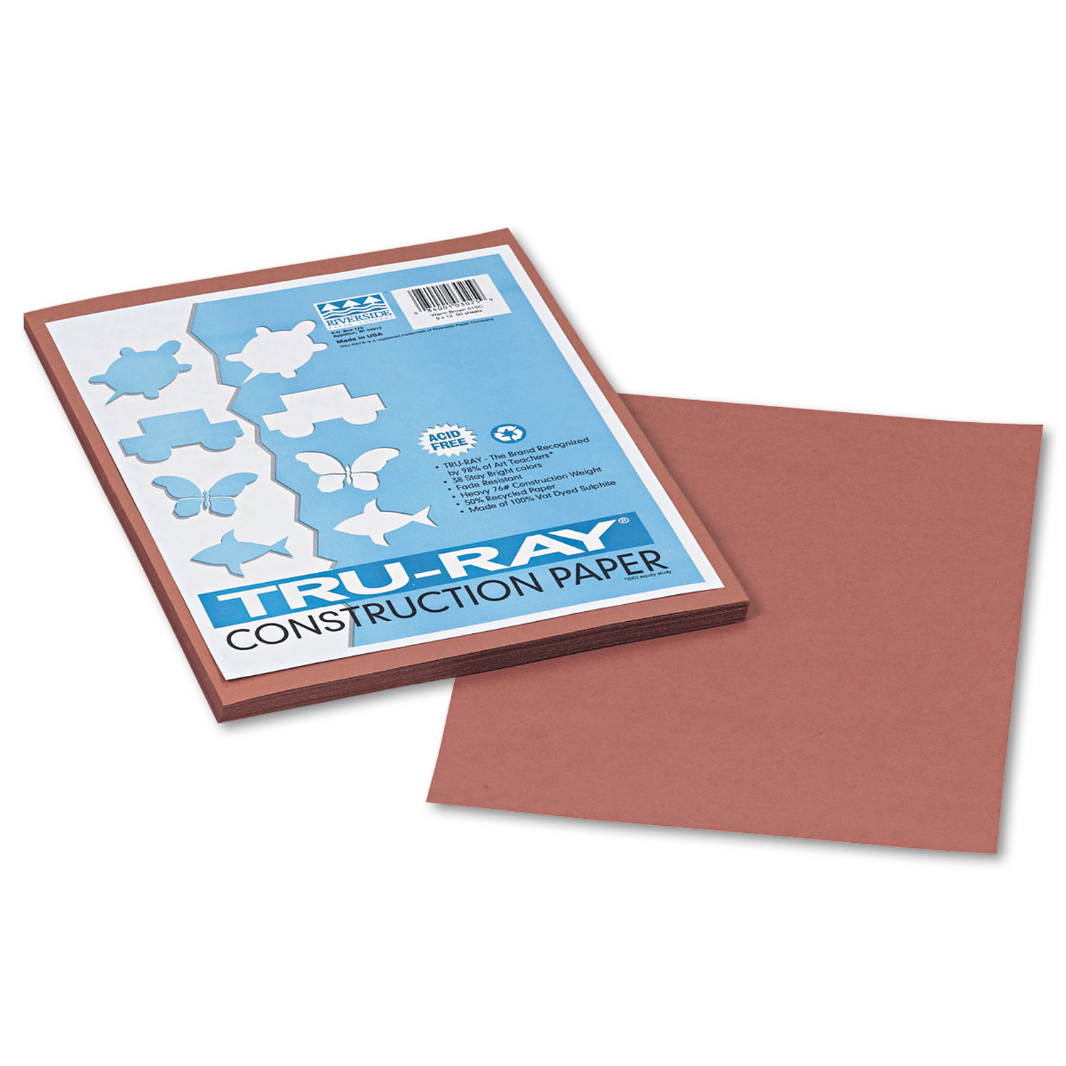 Tru-Ray Construction Paper, 76lb, 9 x 12, Warm Brown, 50/Pack