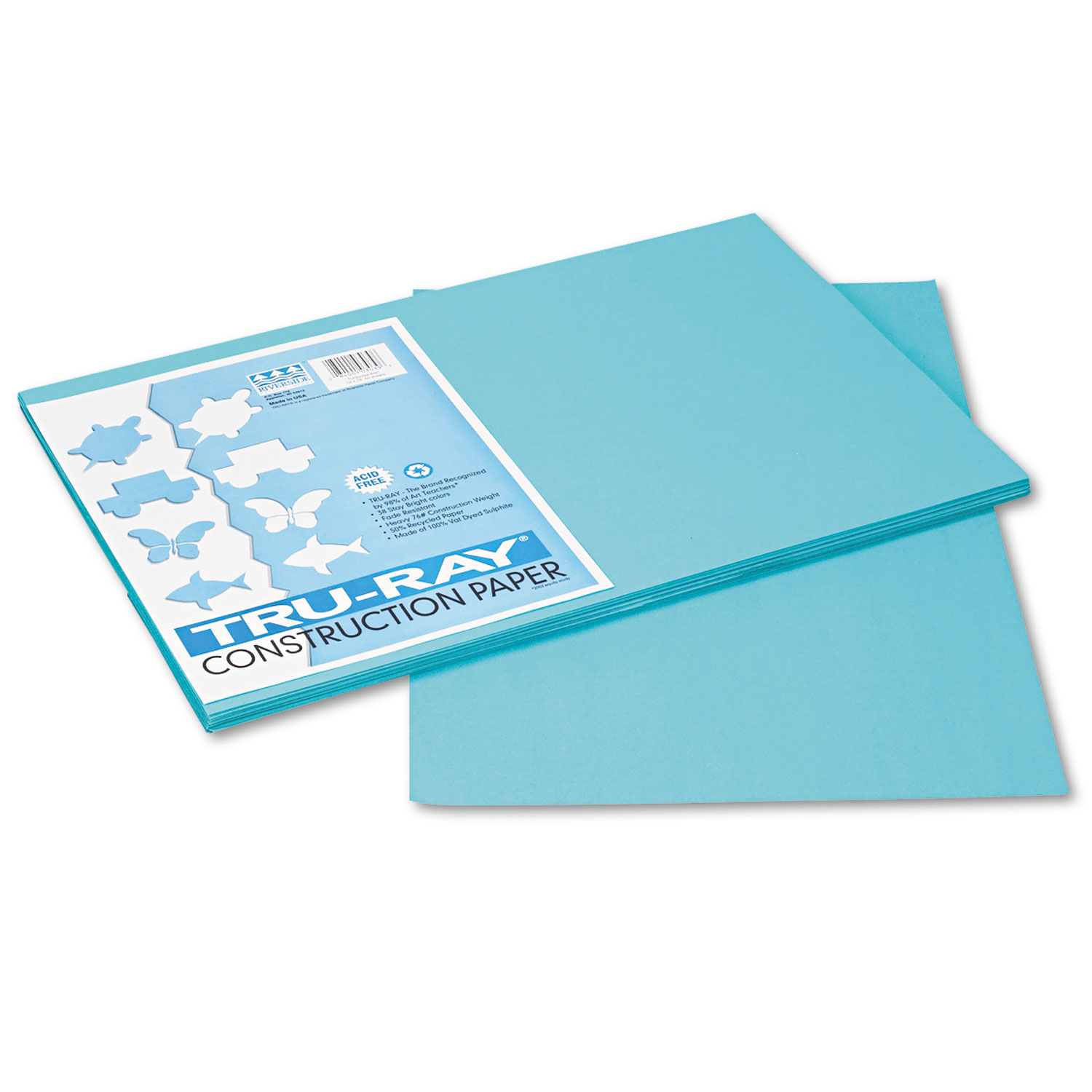 Tru-Ray Construction Paper, 76lb, 12 x 18, Turquoise, 50/Pack