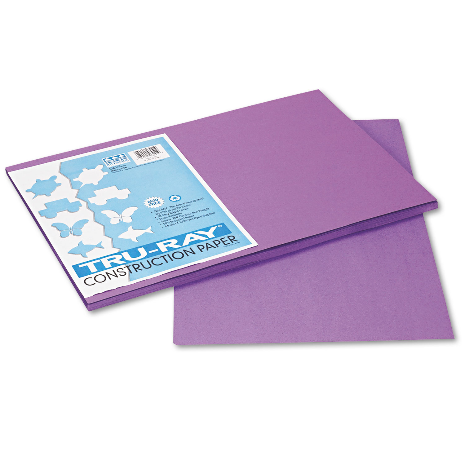 Tru-Ray Construction Paper, 76lb, 12 x 18, Violet, 50/Pack
