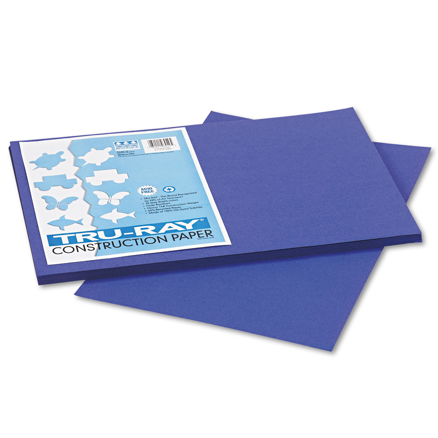 Tru-Ray Construction Paper, 76lb, 12 x 18, Royal Blue, 50/Pack