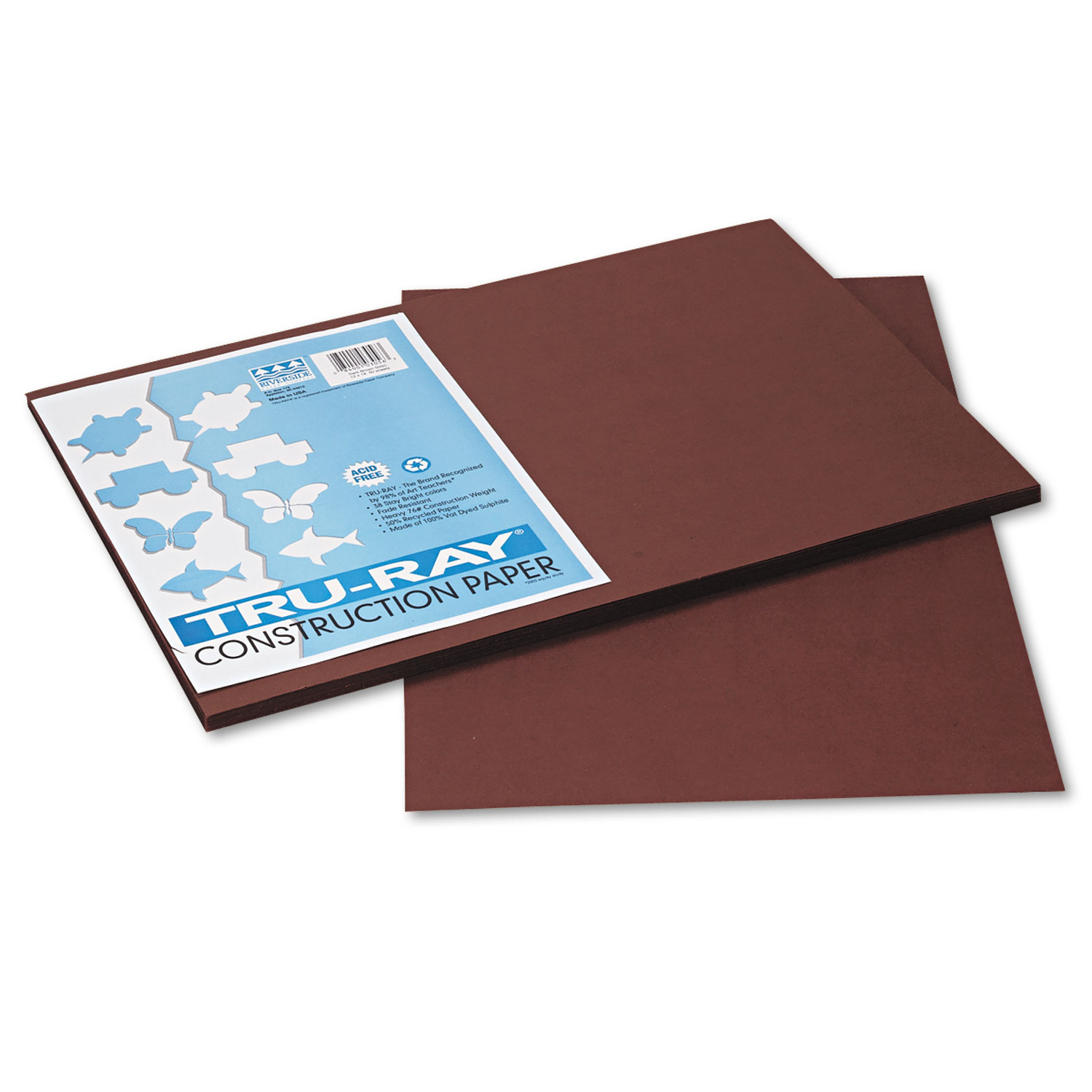 Tru-Ray Construction Paper, 76lb, 12 x 18, Dark Brown, 50/Pack