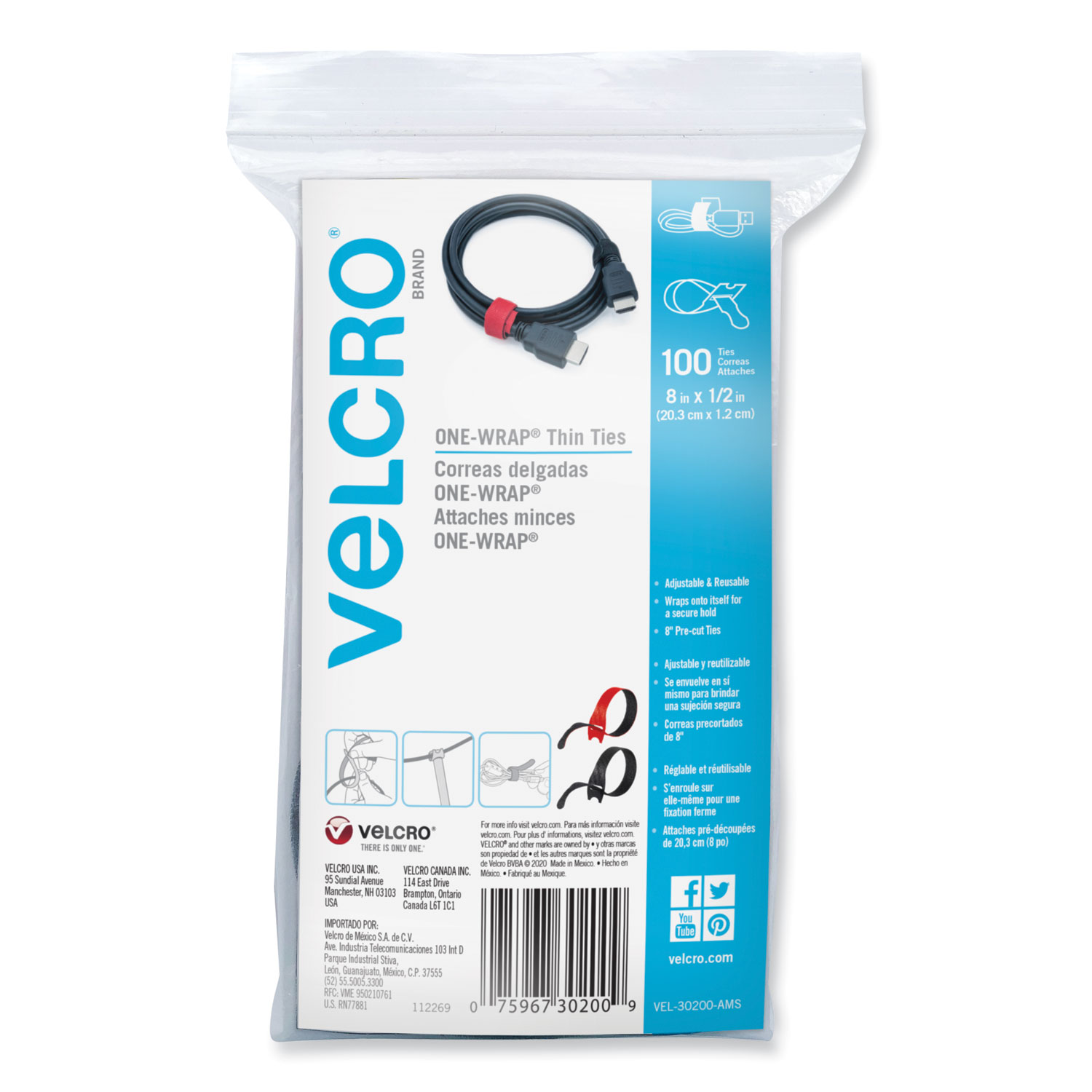 FASTENER,TIES,100CT,AST