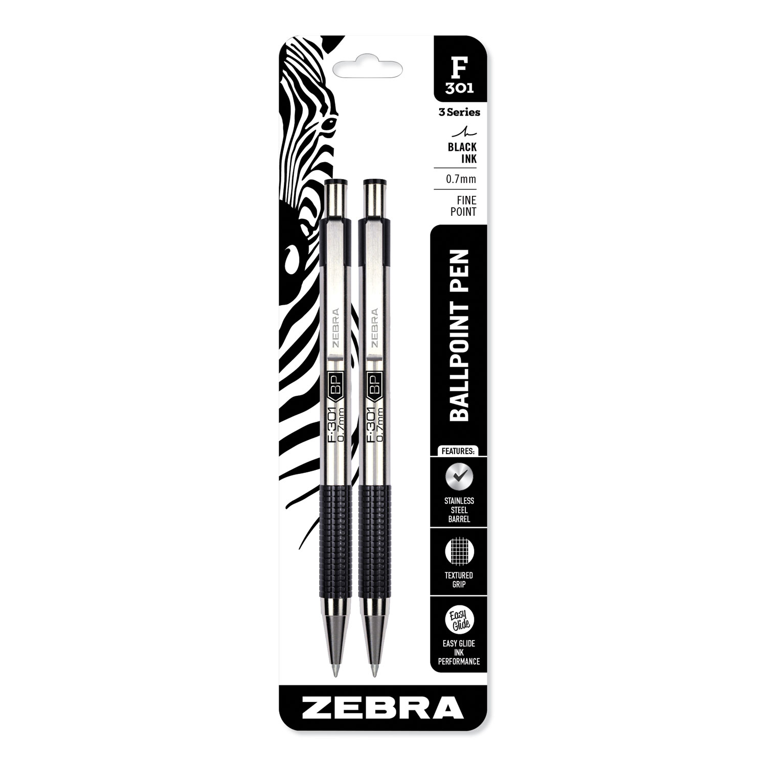 PEN,BP,RT,.7MM,2/PK,SS,BK