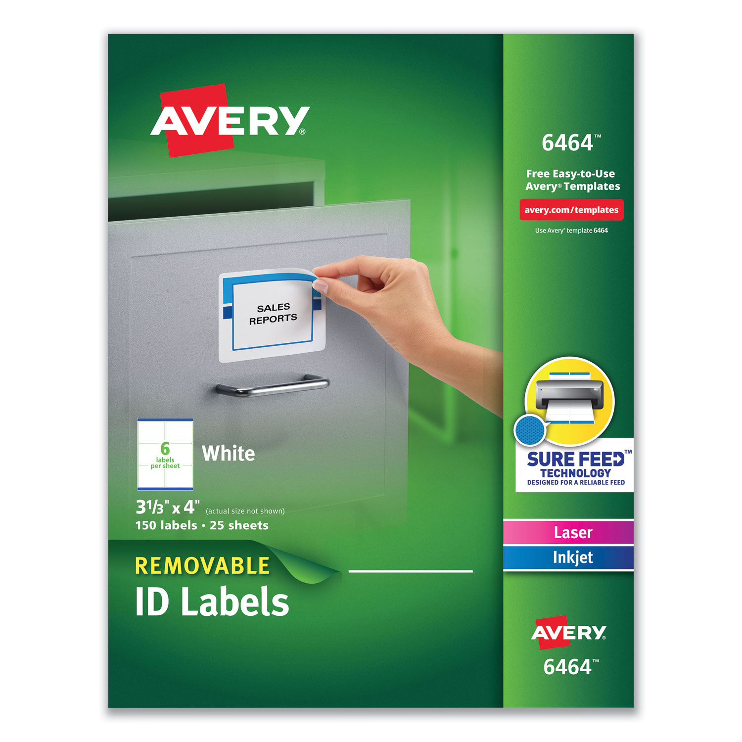 Removable Multi-Use Labels, 3 1/3 x 4, White, 150/Pack