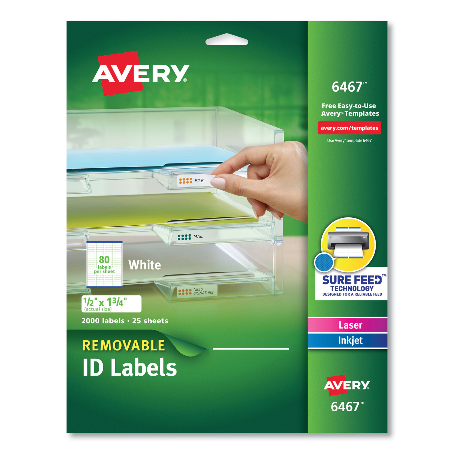 Removable Multi-Use Labels, 1/2 x 1 3/4, White, 2000/Pack