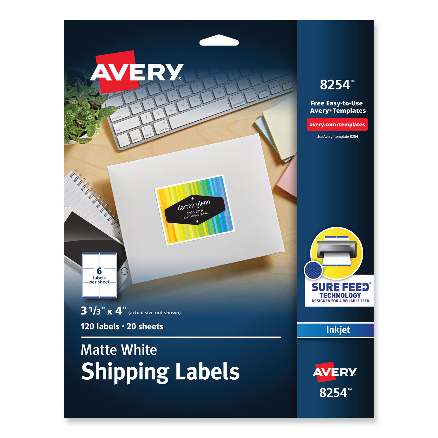 Vibrant Color-Printing Shipping Labels, 3 1/3 x 4, Matte White, 120/Pack