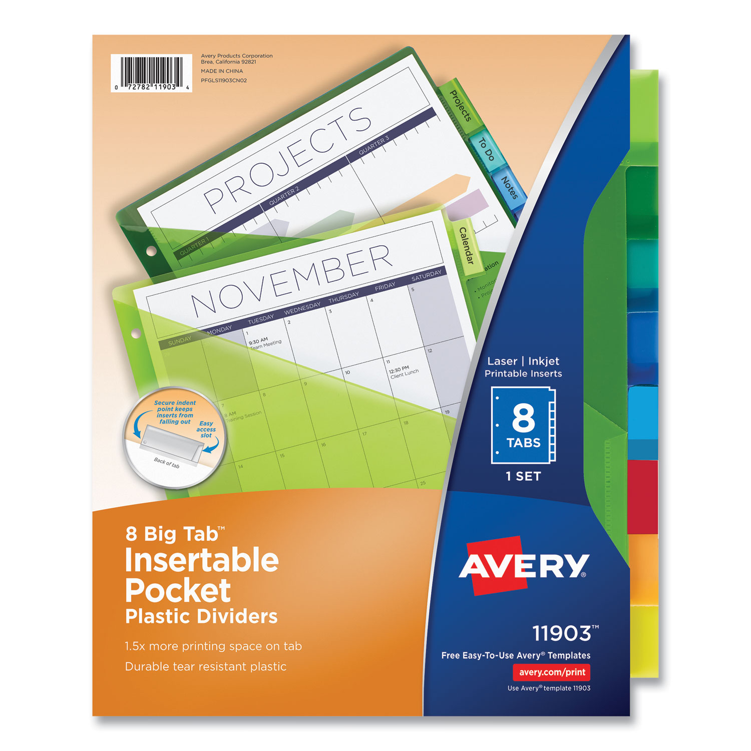 DIVIDER,PLST PCKT 8TB,AST
