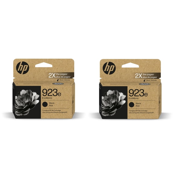 HP 923e Black EvoMore Ink Cartridge Bundle HP 923e Black 2-pack Original Ink Cartridge Bundle (4K0T7LN x 2)
